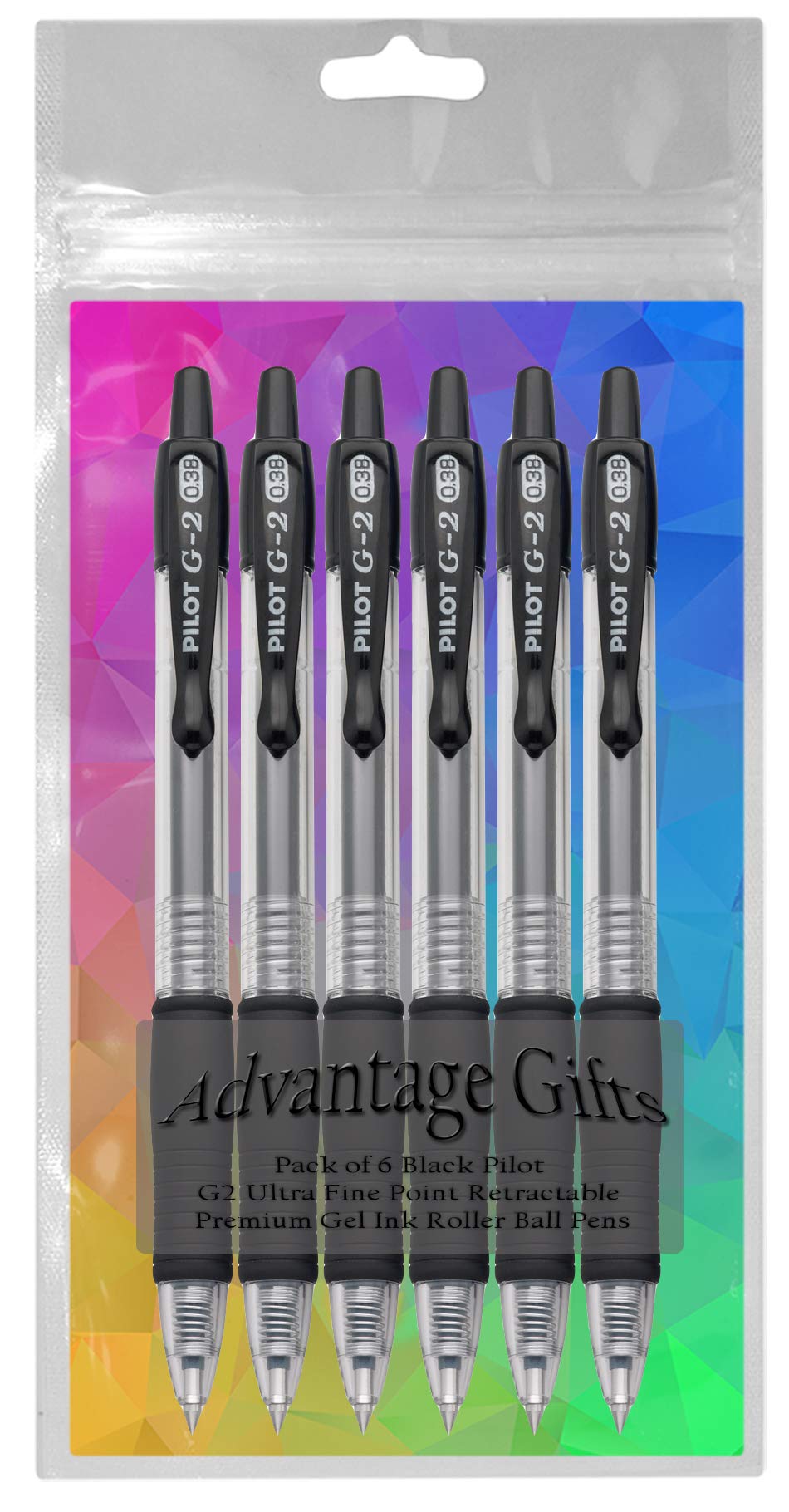 Advantage Gifts G2 Retractable Premium Gel Ink Roller Ball Pens Ultra Fine Point (.38mm) Black Ink