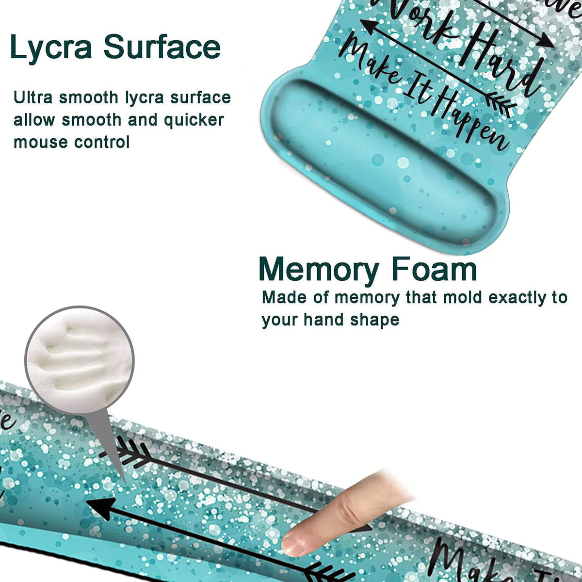 Keyboard Wrist Rest and Mouse Pad Wrist Support Set,Stay Positive Work Hard and Make It Happen Blue