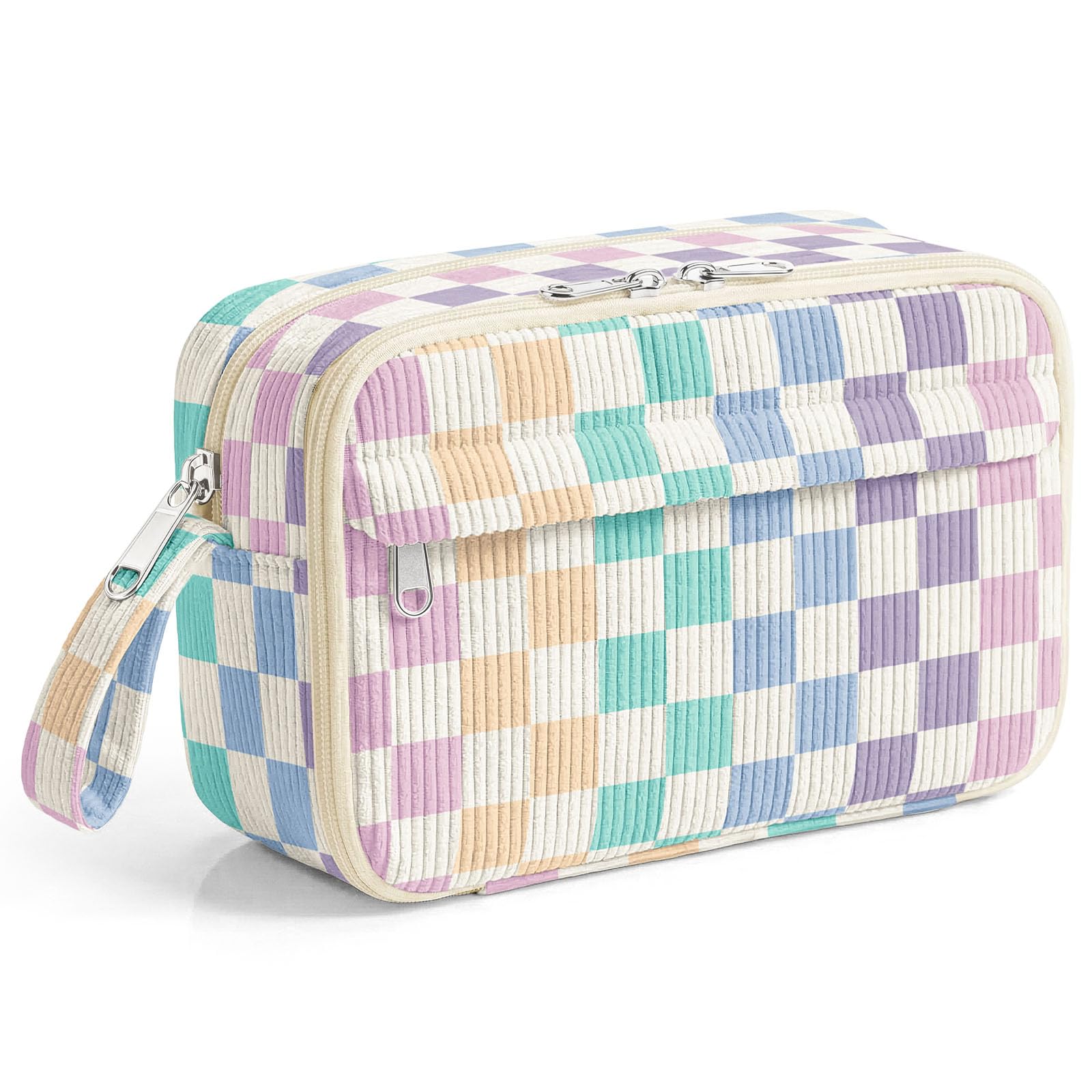 WOBAGMEN Cute Pencil Case,Large Corduroy Zippered Pencil Case Pouch, aesthetic Pencil Bag with