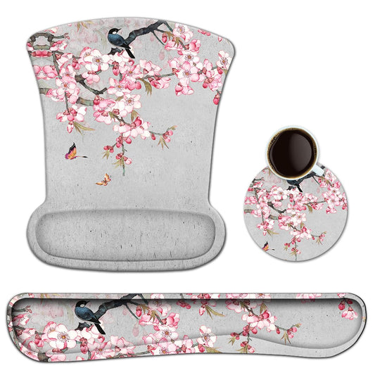 Ergonomic Keyboard Mouse Pad Set with Wrist Rest Support, Memory Foam Hand Rest Wrist Cushion Set