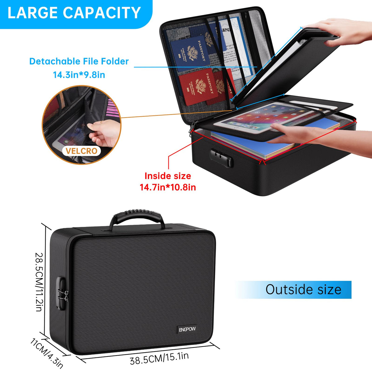 ENGPOW Fireproof Document Organizer Bag with Lock ＆ Accordion File Folder