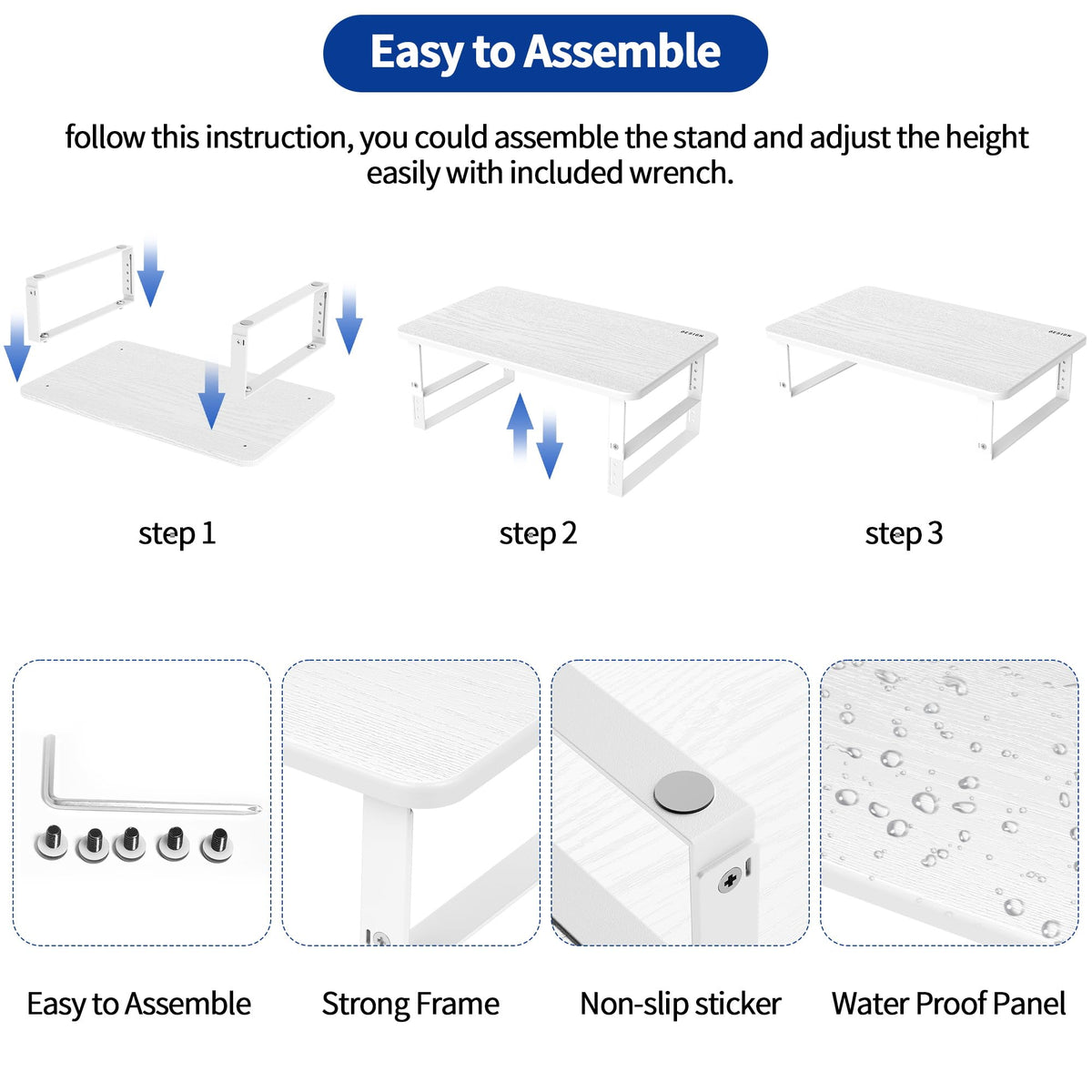 BESIGN MS01 Monitor Stand Riser, Height Adjustable Laptop Stand, Computer Monitor Stand for