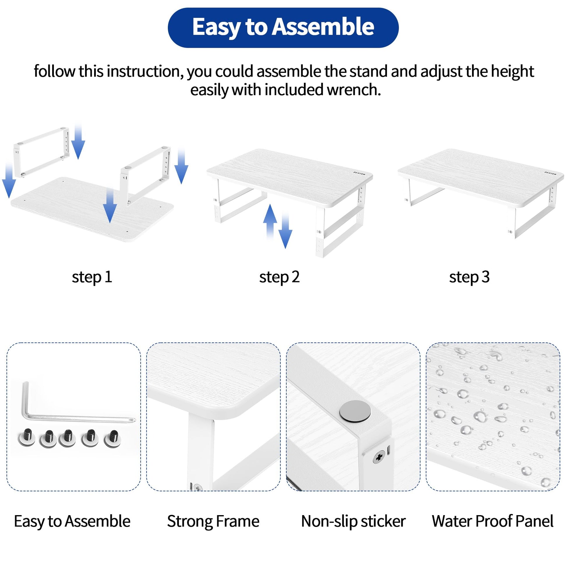 BESIGN MS01 Monitor Stand Riser, Height Adjustable Laptop Stand, Computer Monitor Stand for