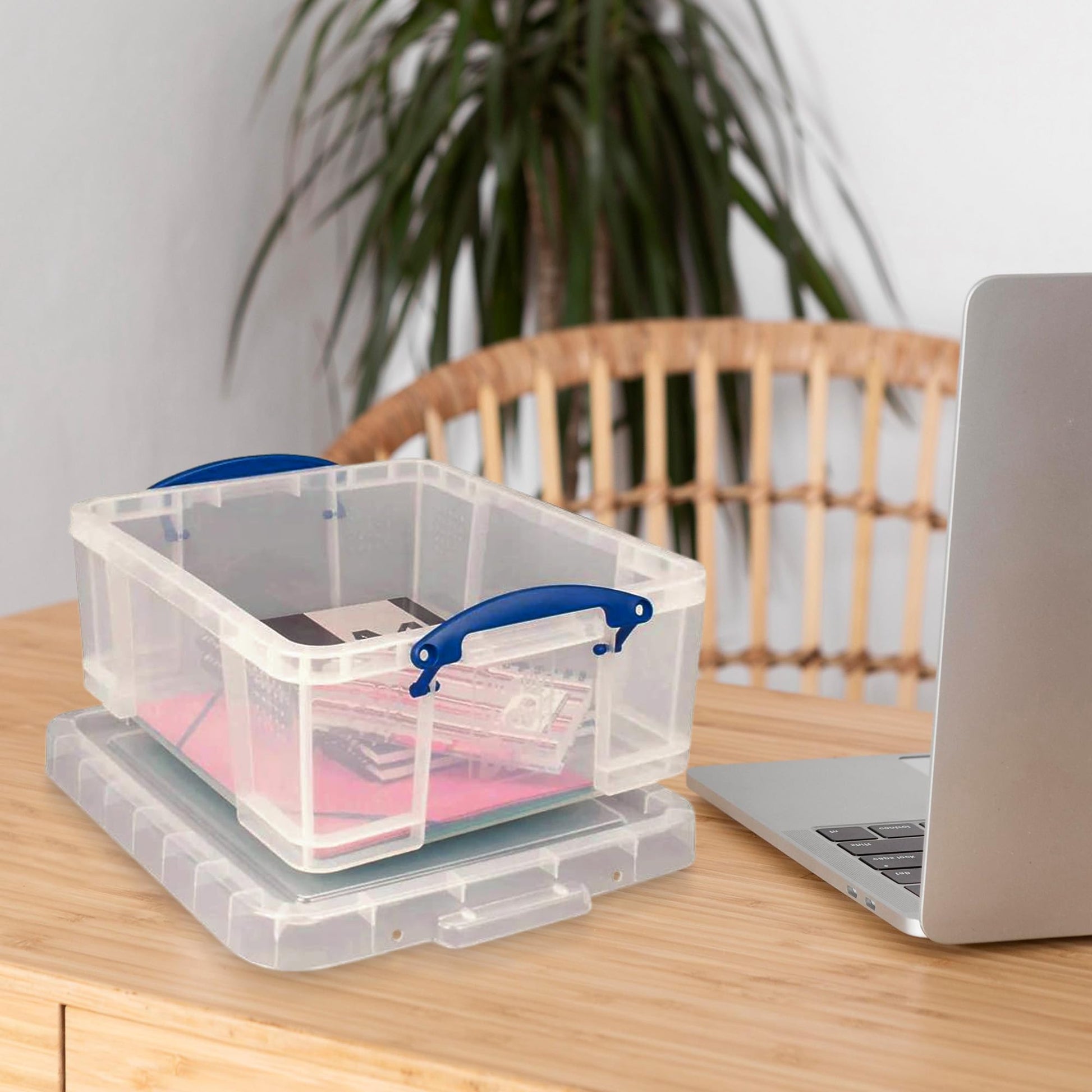 Really Useful Box 2 Pack 17L Plastic Storage Bins with Snap Lids and Clip Lock, Clear