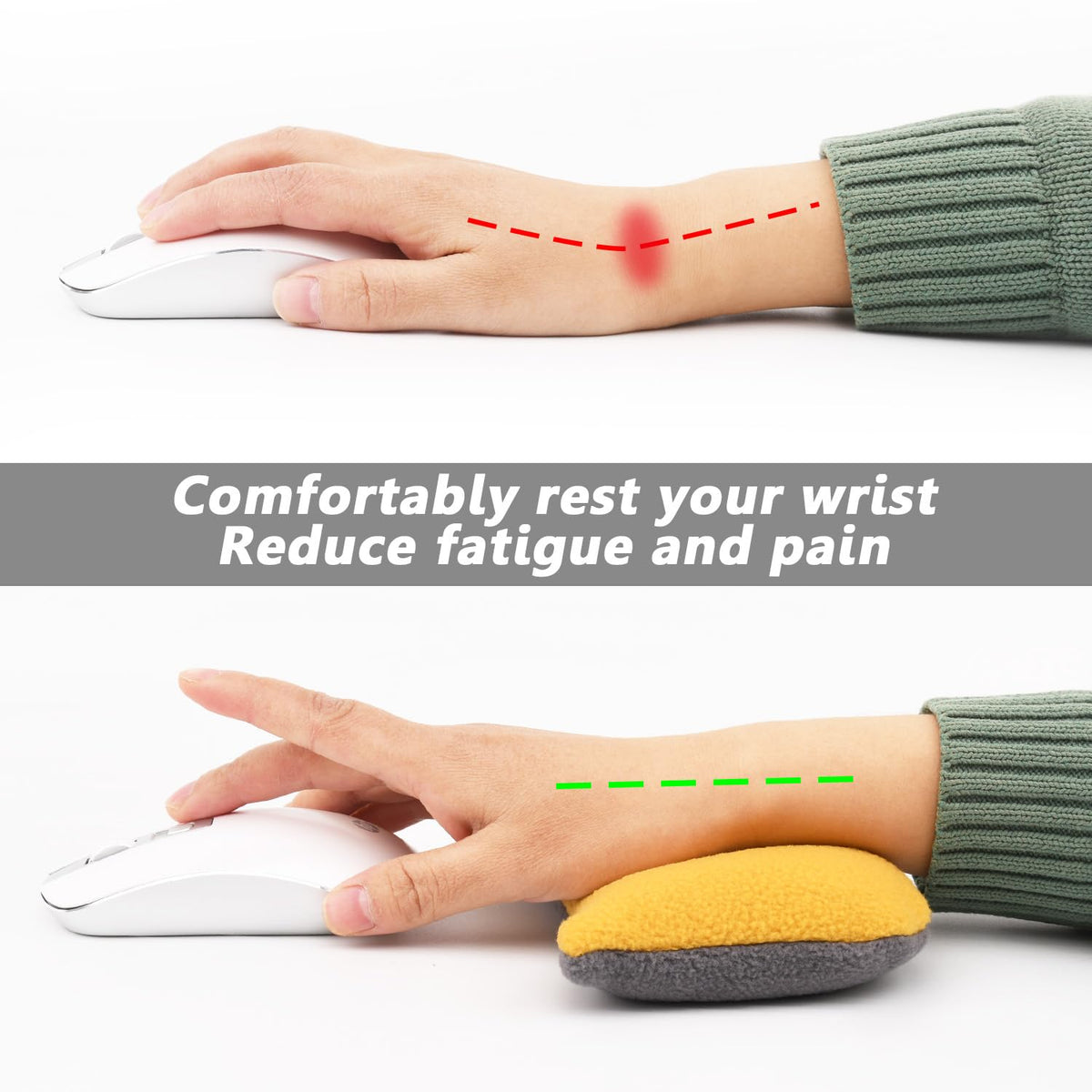 Large Mouse Wrist Rest Bean Bag, Ergonomic Mouse Support Pad Filled Ergo Beads for Computer