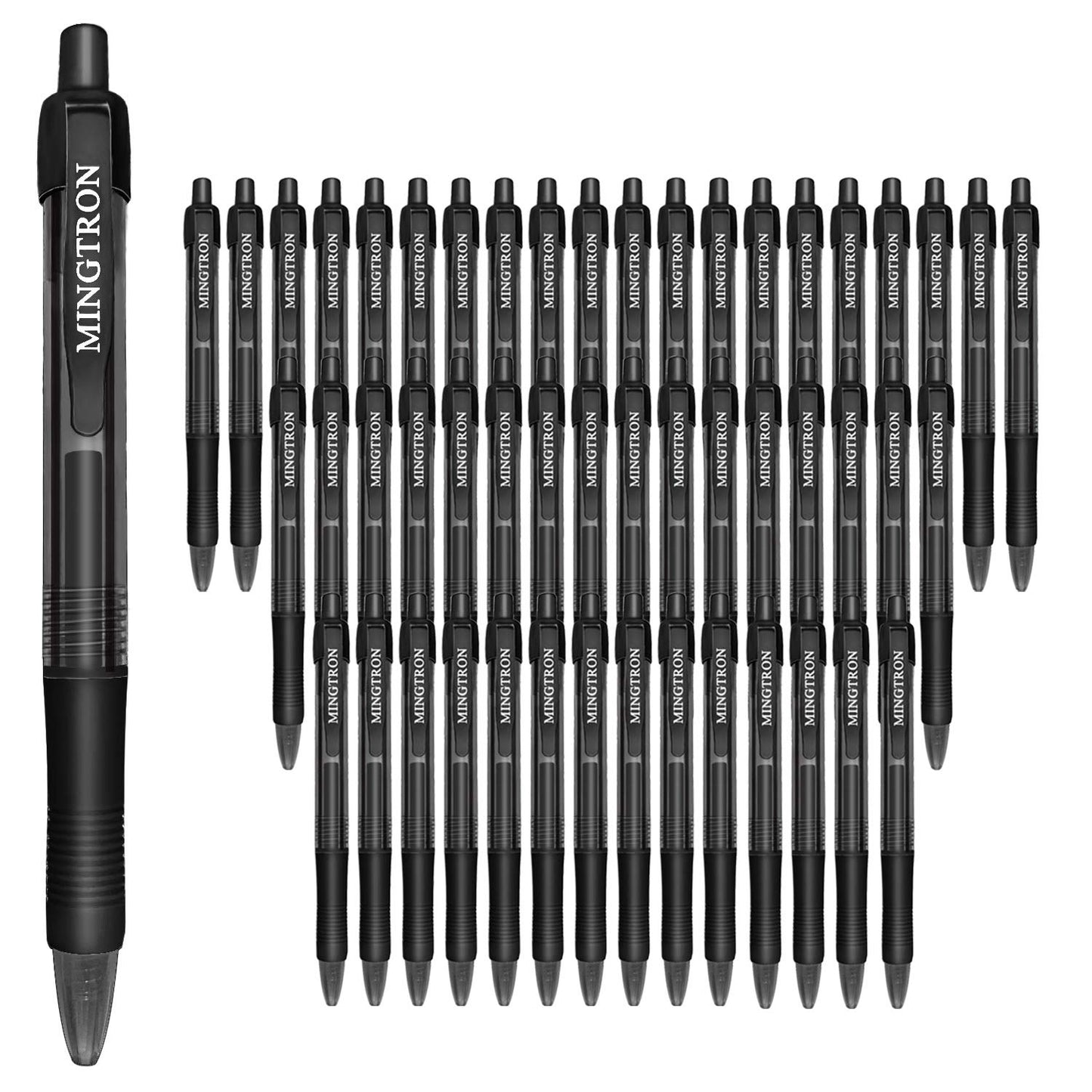 50 Pack No Smear Black Ink Retractable Fine Point Gel Pens Bulk, 0.5MM