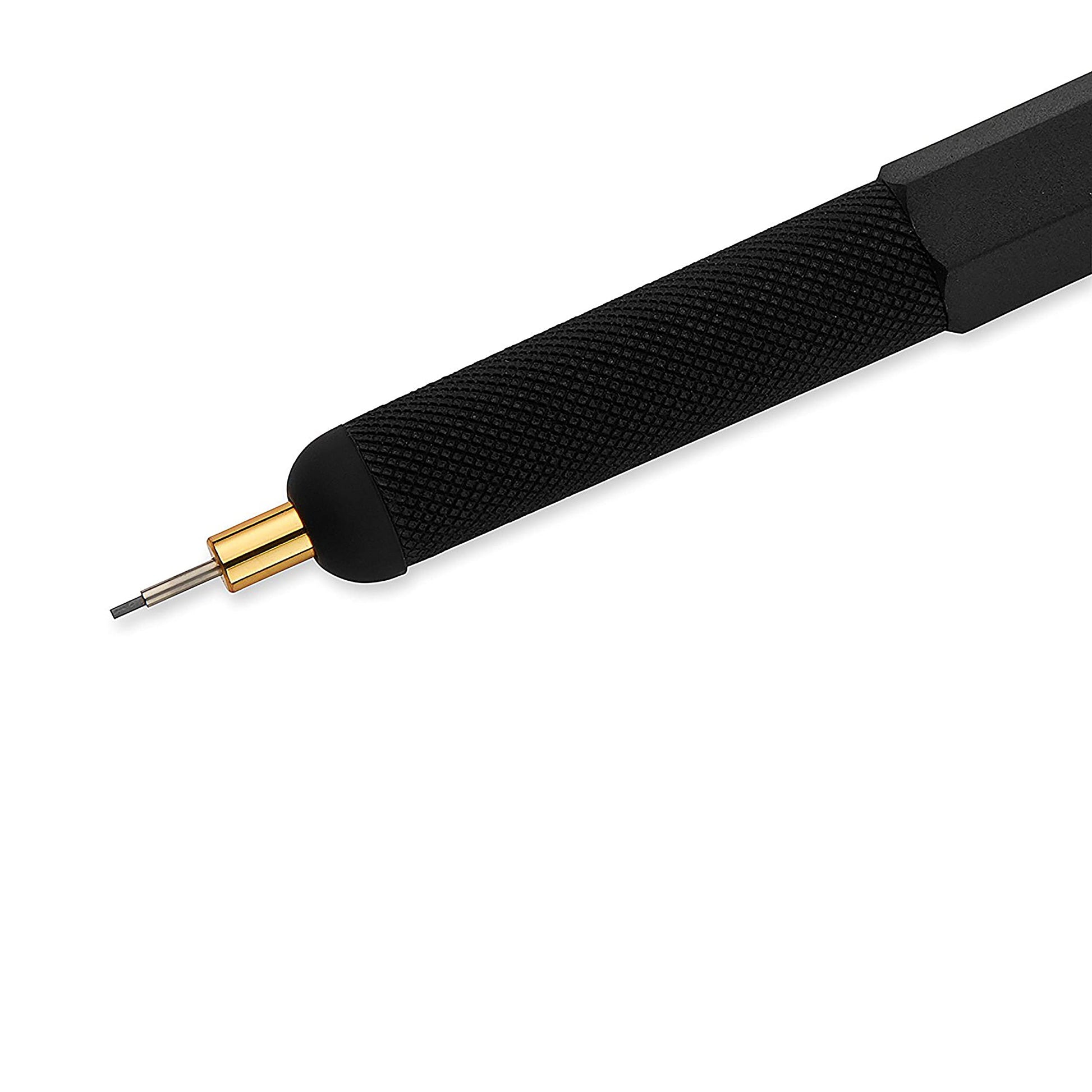 rOtring 800+ Mechanical Pencil and Touchscreen Stylus, Twist-to-Retract, HB 0.5 mm, Black Metal