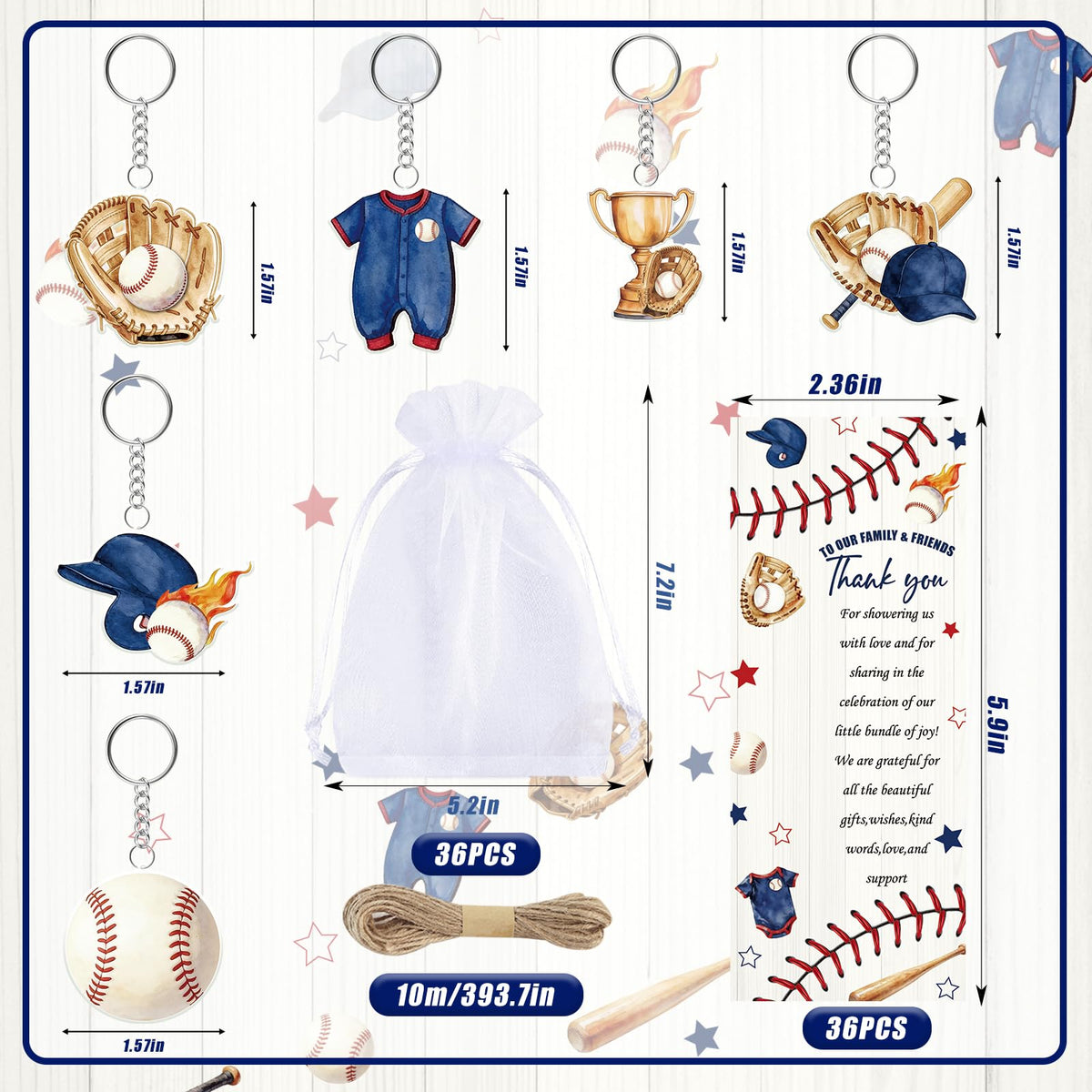 145 Pieces Baseball Baby Shower Favors for Guest Little Slugger is on Way Ballpoint Pens Keychains