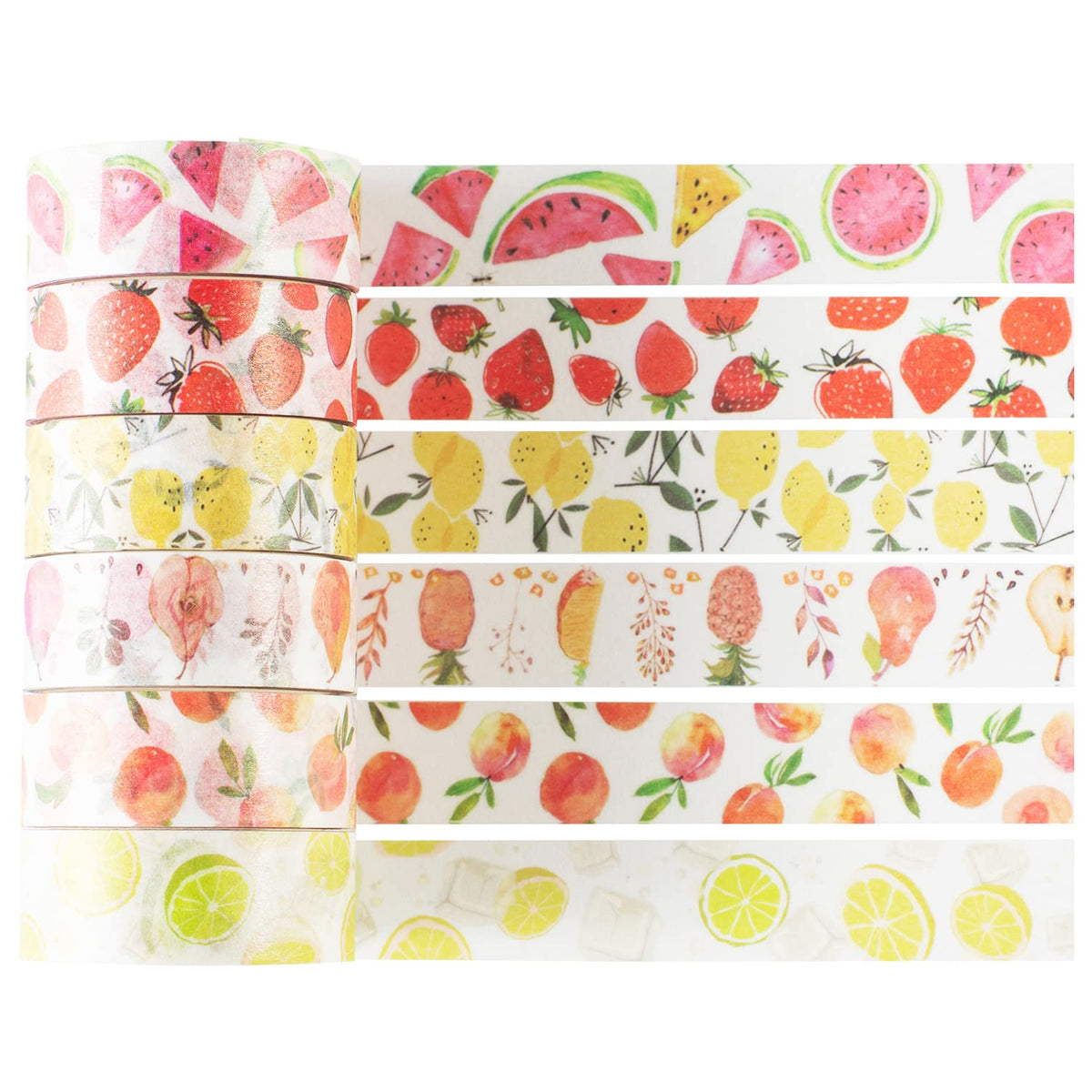 YUBBAEX 6 Rolls Washi Tape Set Plants Fruits & Floral Masking Tape Decorative for Arts, DIY Crafts