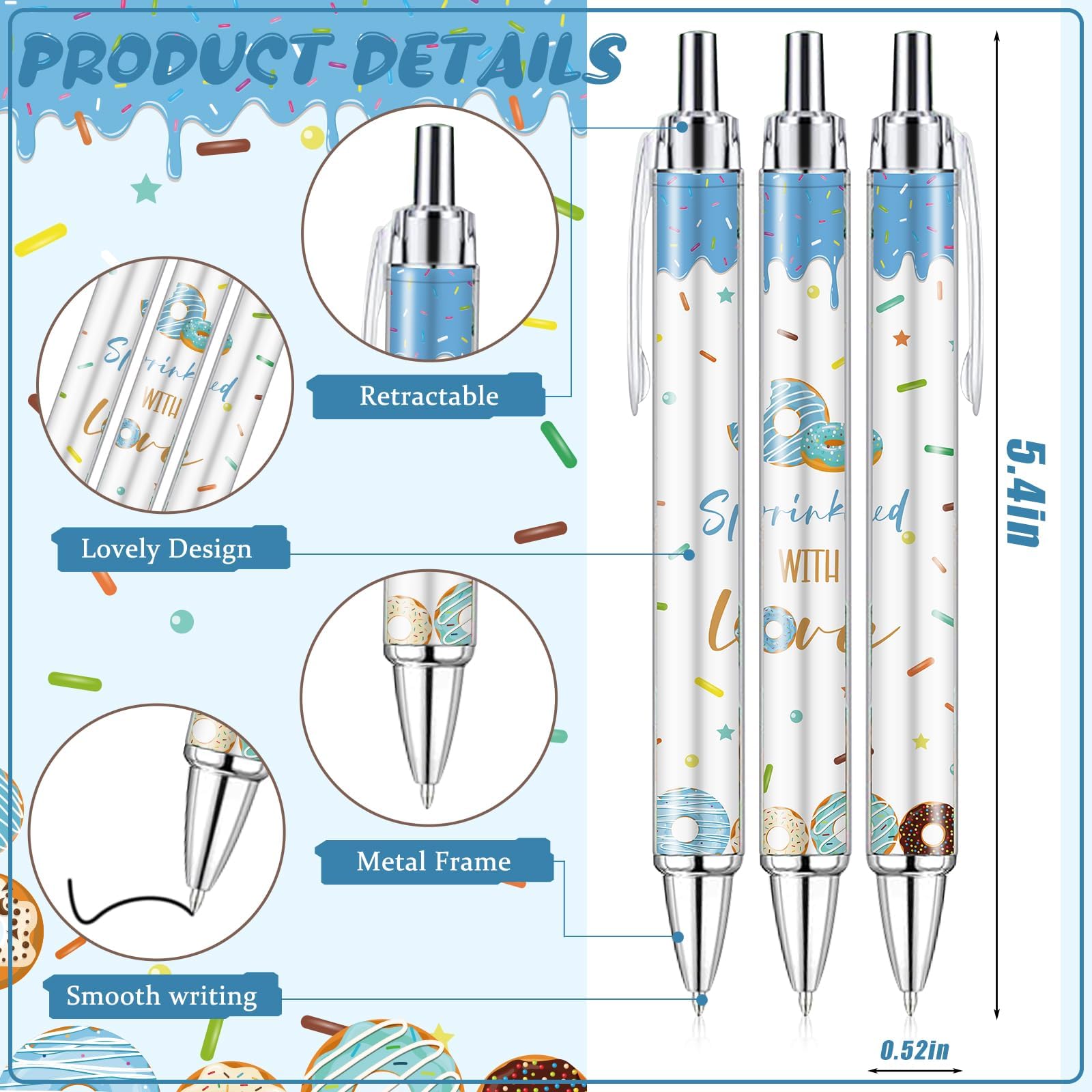 EYNDYN 145 Pieces Donut Baby Shower Favors for Guest Sprinkled with Love Ballpoint Pens and