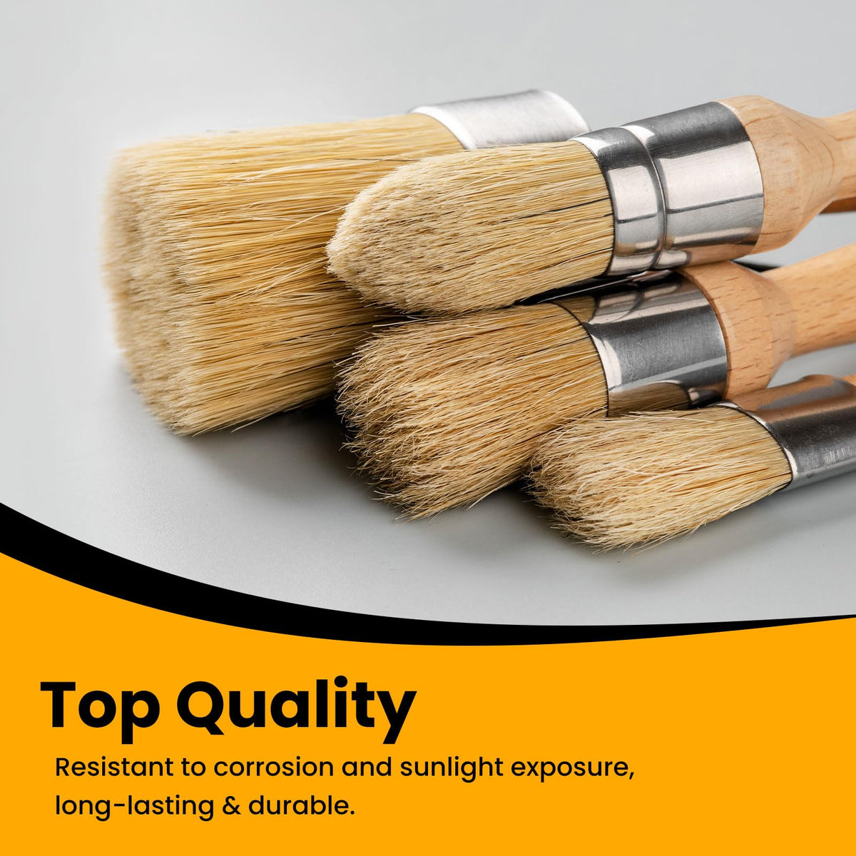 YiBaiBrush Chalk and Wax Paint Brush Furniture Set of 4, Natural Bristles