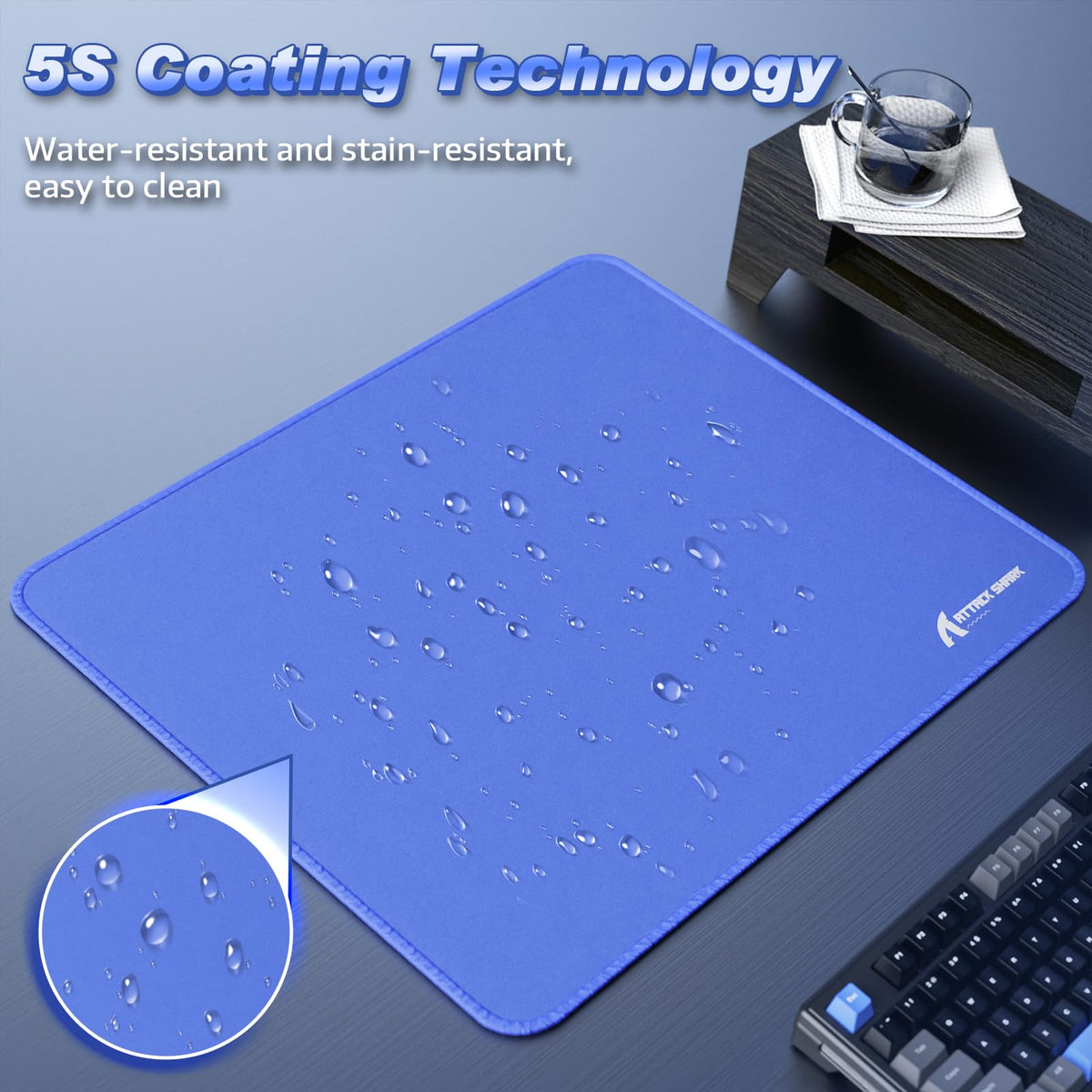 ATTACK SHARK Gaming Mouse Pad for Esports Speed Waterproof Surface Mouse mats Stitched Edges and
