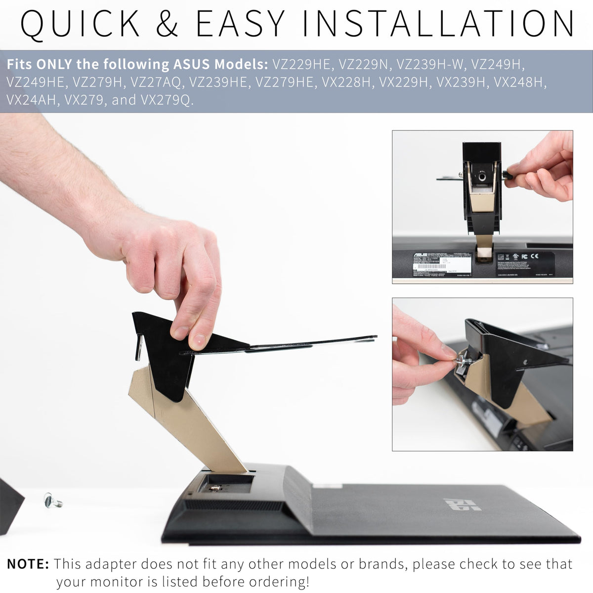 VIVO Black VESA Adapter Designed for Asus VZ-Series Monitors, MOUNT-ASVZ01