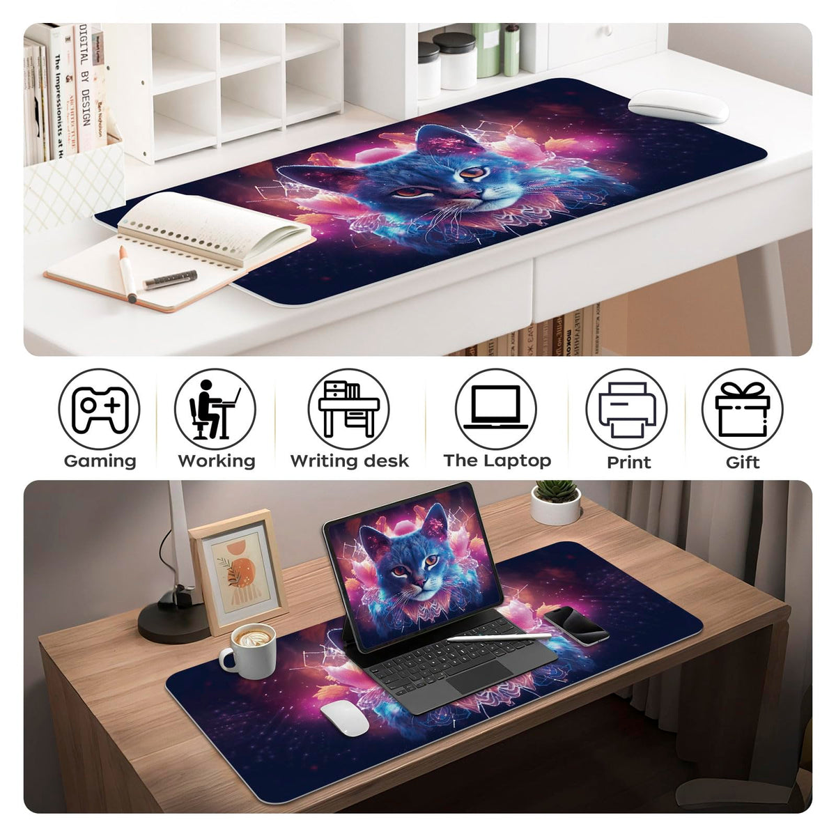 Leather Desk Mat 35.4" x 15.7", Desk Pad for Computer or Laptop, Computer Mat Mouse Pad for