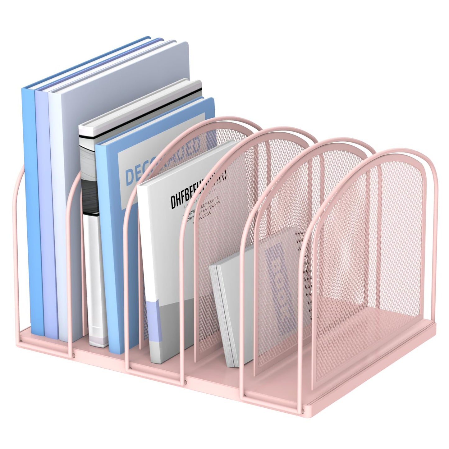 SUPEASY 5-Section Vertical File Organizer, Mesh Desk Organizer, Pink