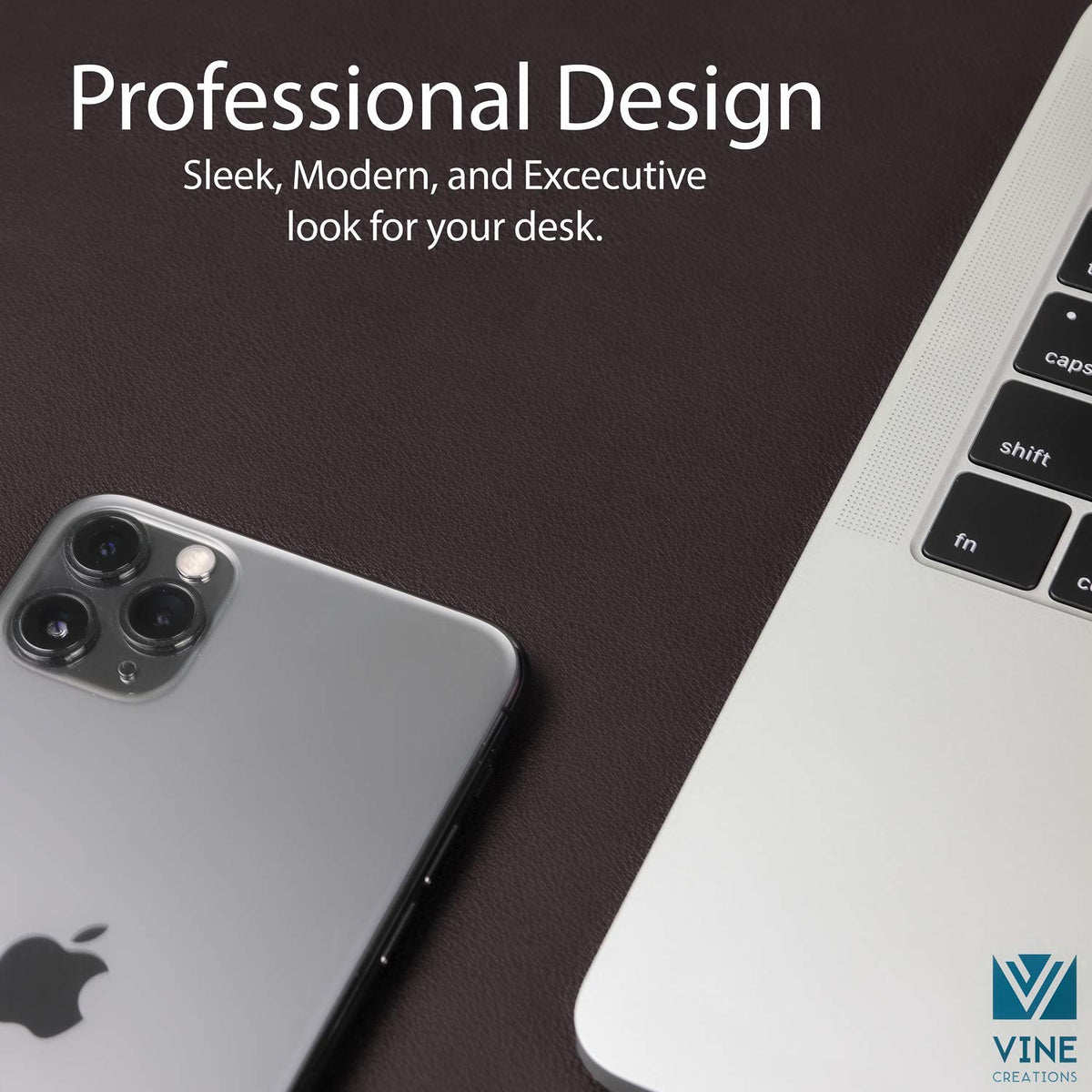 Vine Creations Leather Desk Mat 24" x 17", Desk Protector Mat, PU Leather Desk Pad, Small Desk Pad