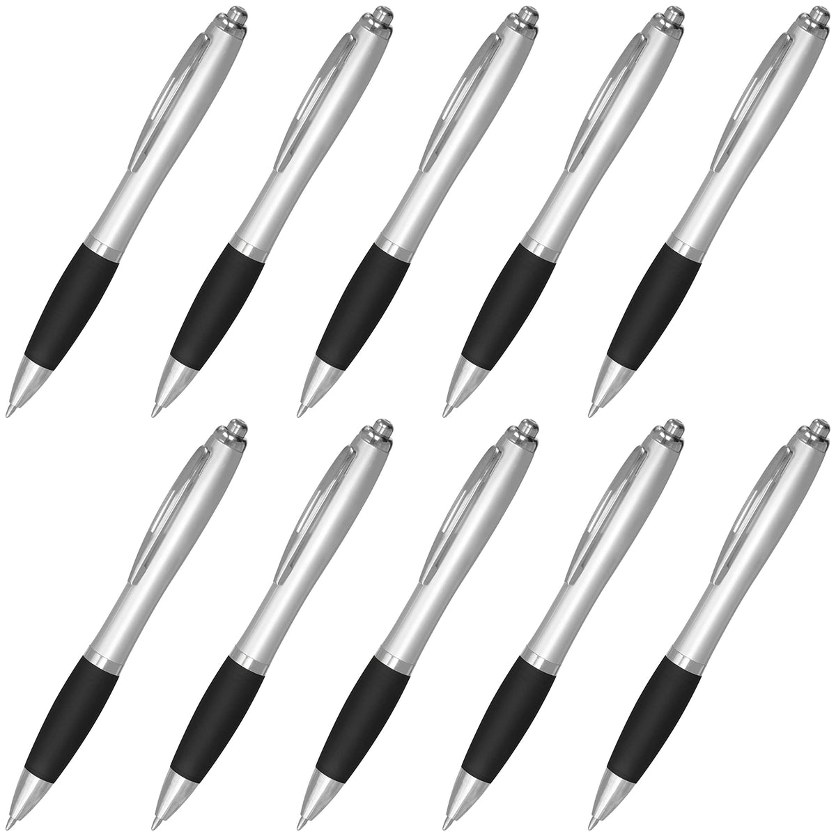 Personalized Ballpoint Pens with Rubber Grip and Black Ink, Pack of 10 by DISCOUNT PROMOS