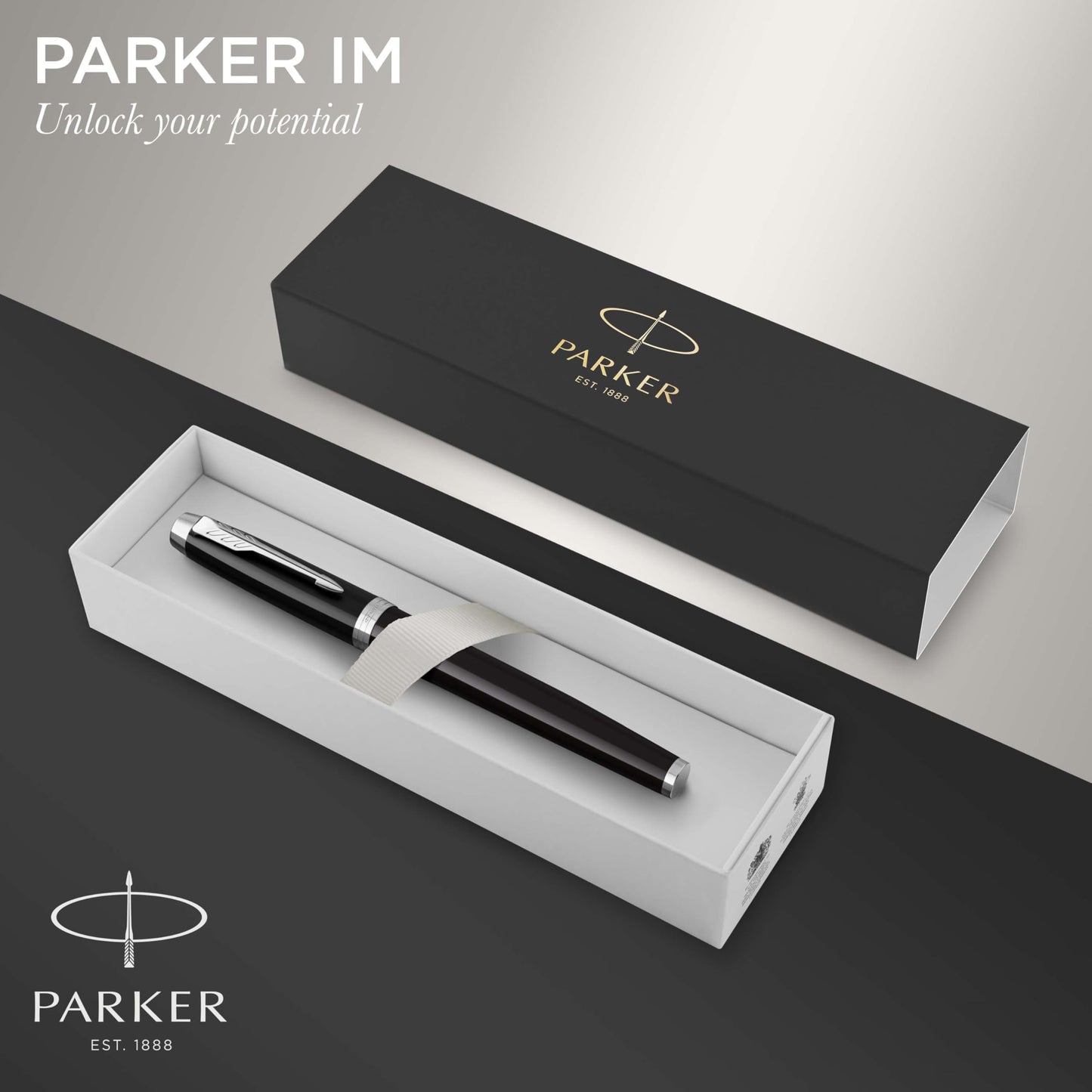Parker Im Premium Roller Ball Pen, Stick, Fine 0.7 Mm, Black Ink, Black/chrome Barrel