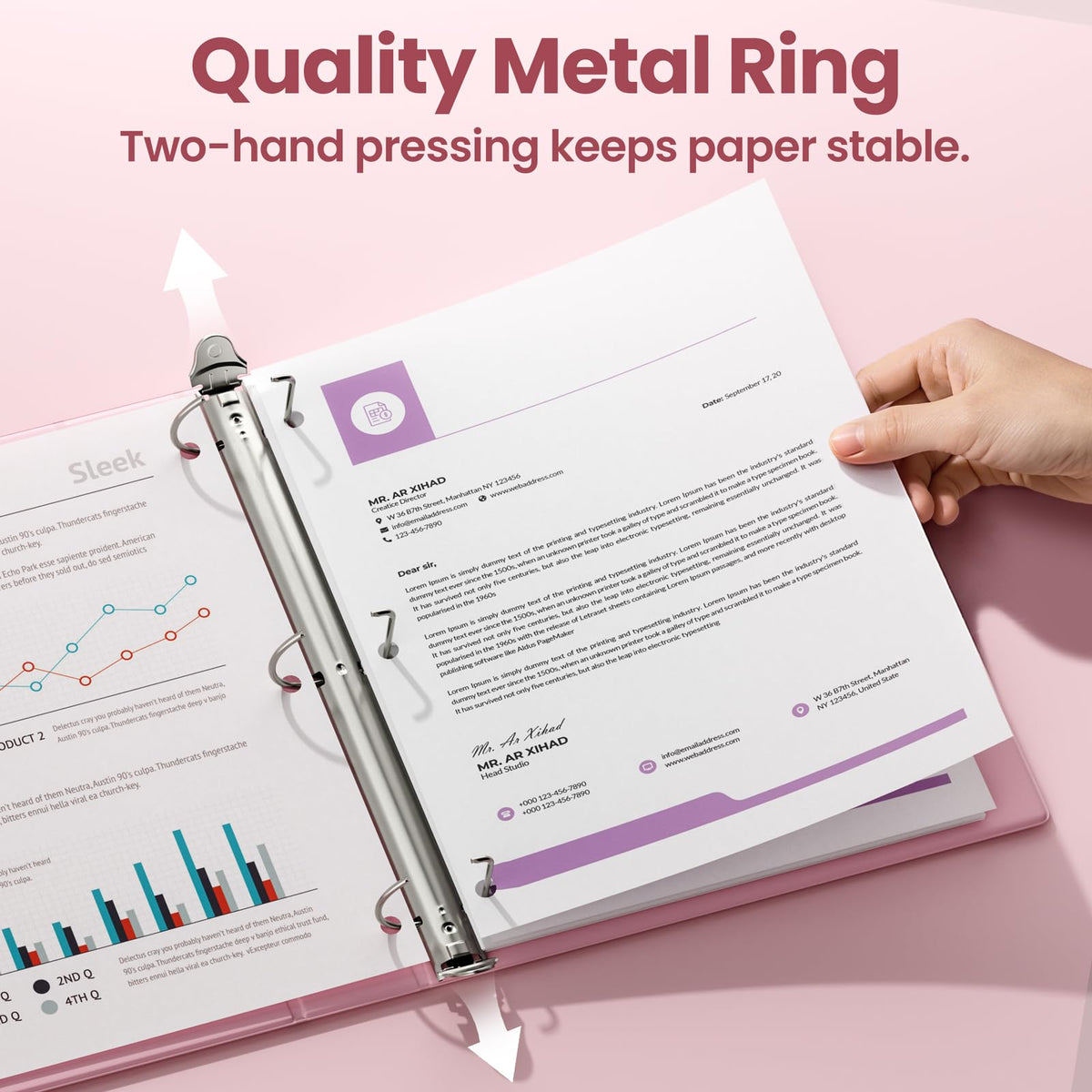 SUNEE 3 Ring Binder 1 Inch D Ring, Clear View Binder Three Ring PVC-Free (Fit 8.5x11 Inches) for