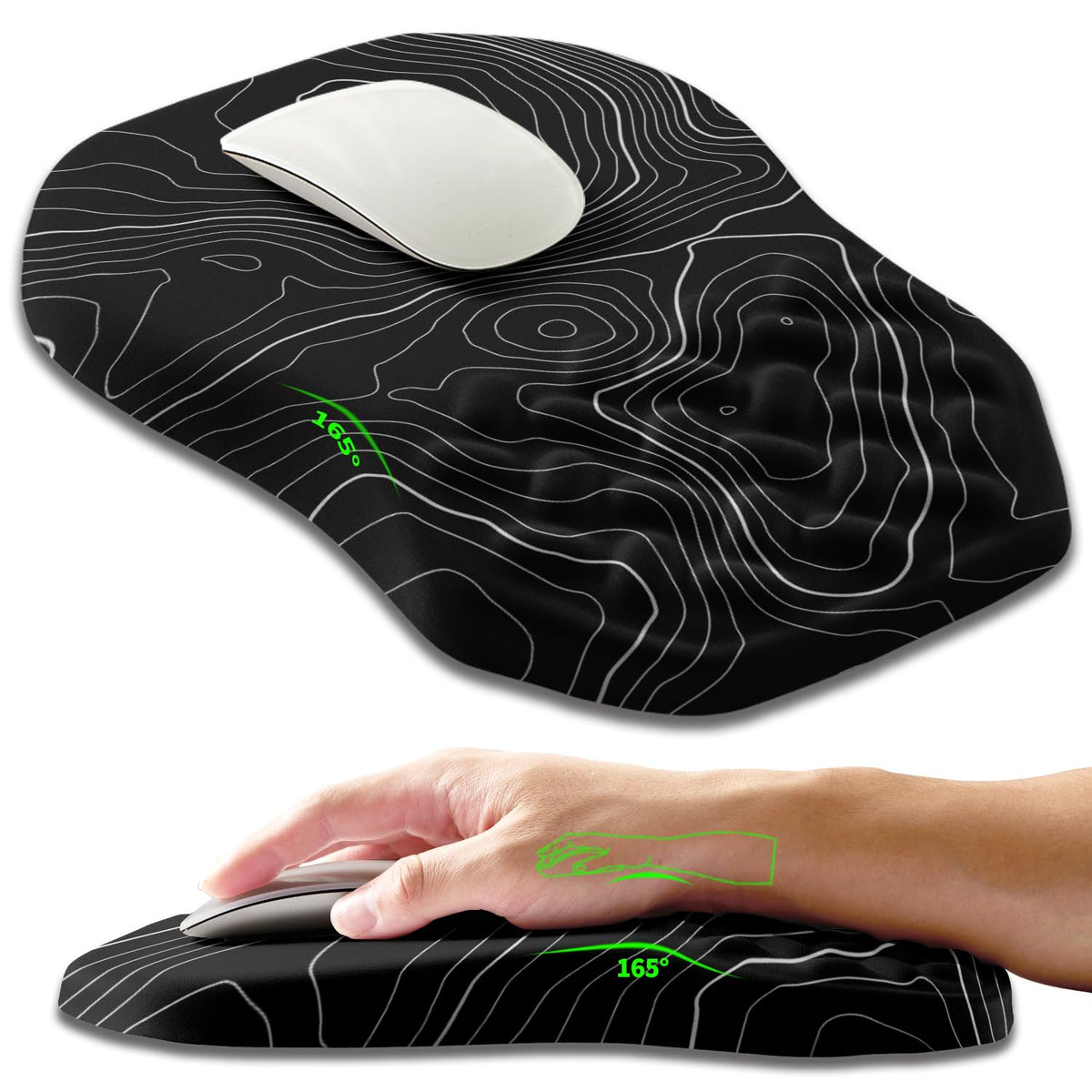 Armanza Ergonomic Slope Mouse Pad Wrist Support, Wrist Rest Mousepad for Carpal Tunnel Pain Relief