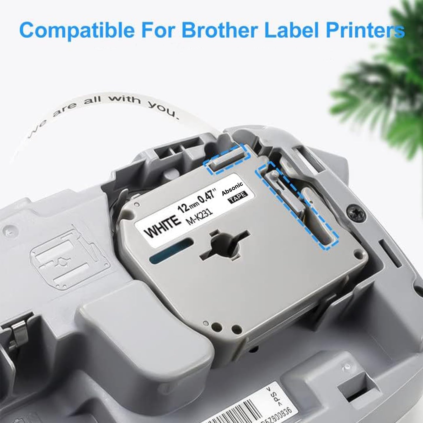 6-Pack M-K231s 12mm 0.47" White Compatible for Brother Label Tape MK-231