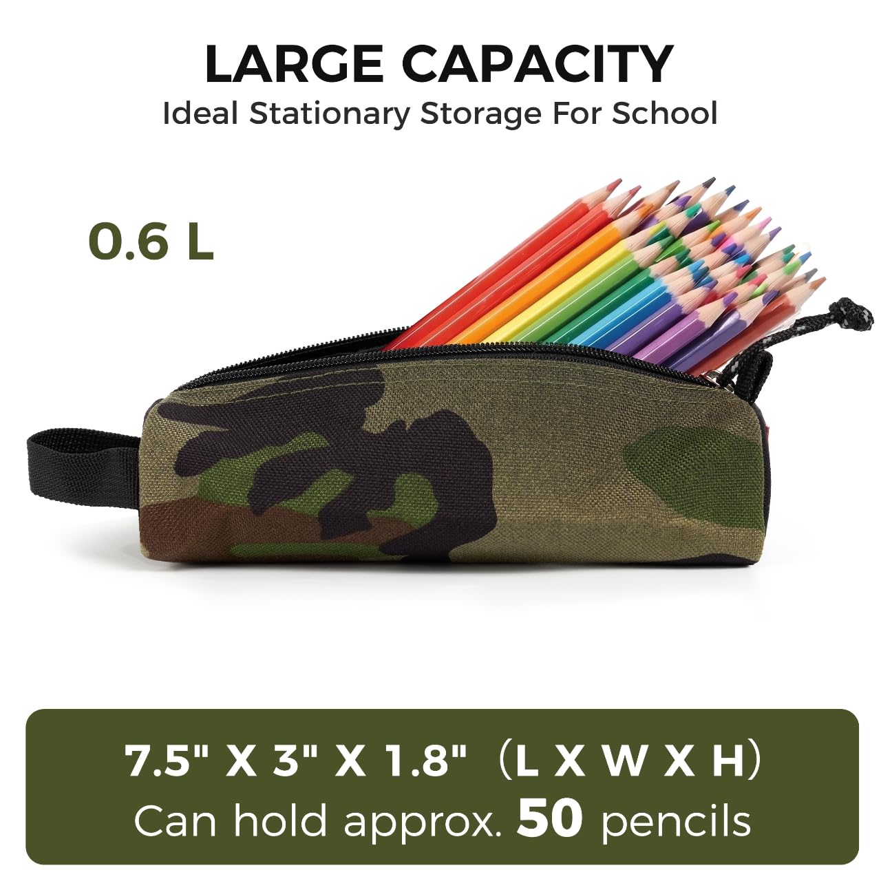 Rough Enough Small Pencil Case Pouch, Stationery Bag for Students, Camo
