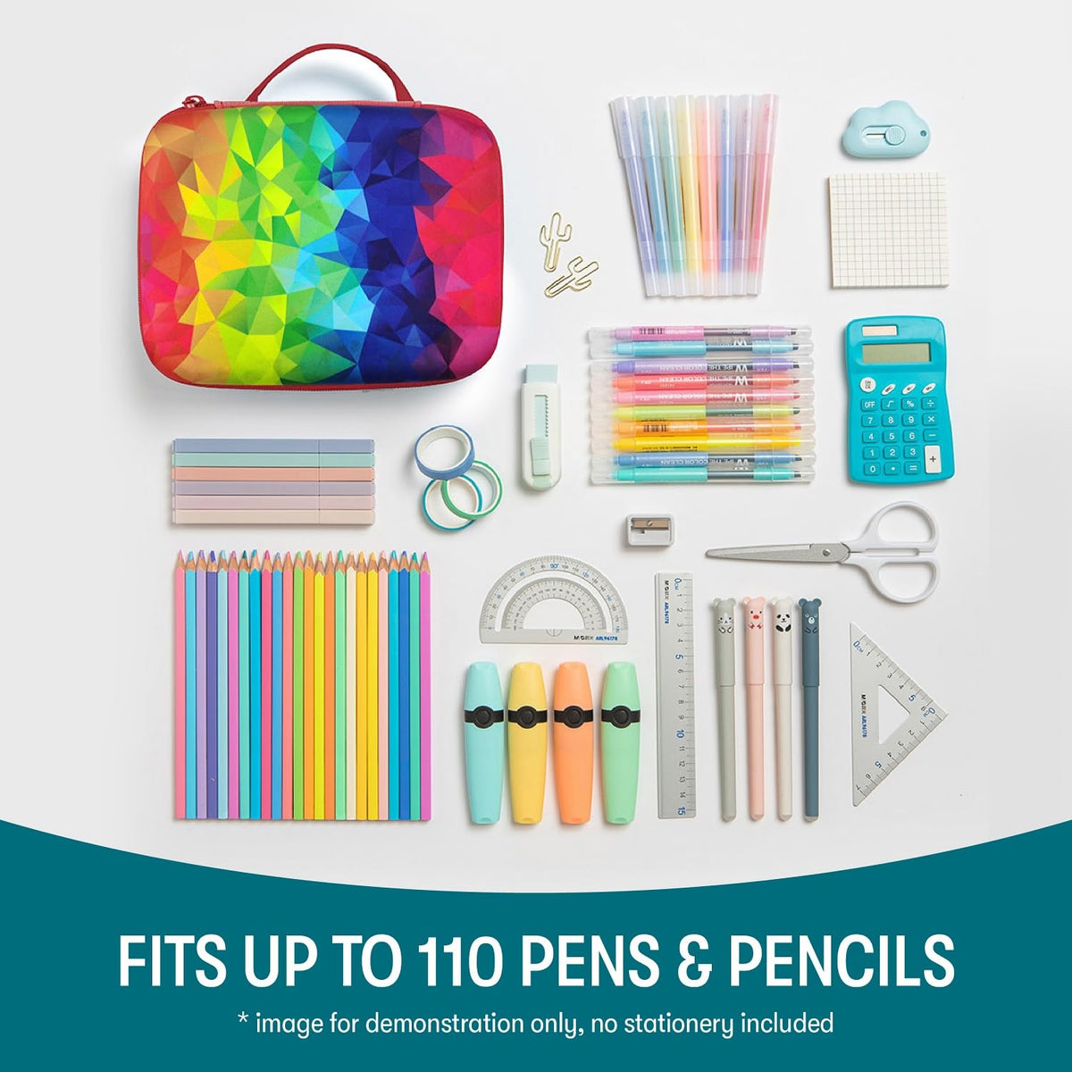 ZIPIT Jumbo Pencil Case, Cute Aesthetic Large Capacity Pencil Box, Colorful