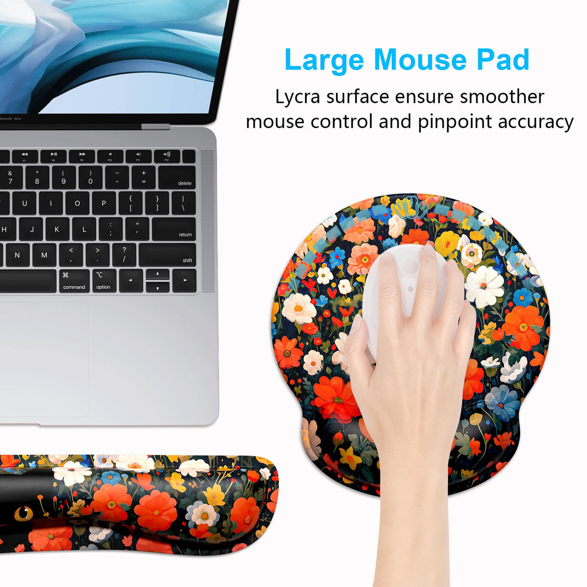 Dapesuom Keyboard Wrist Rest and Mouse Pad with Wrist Support, Cute Memory Foam Cushion for