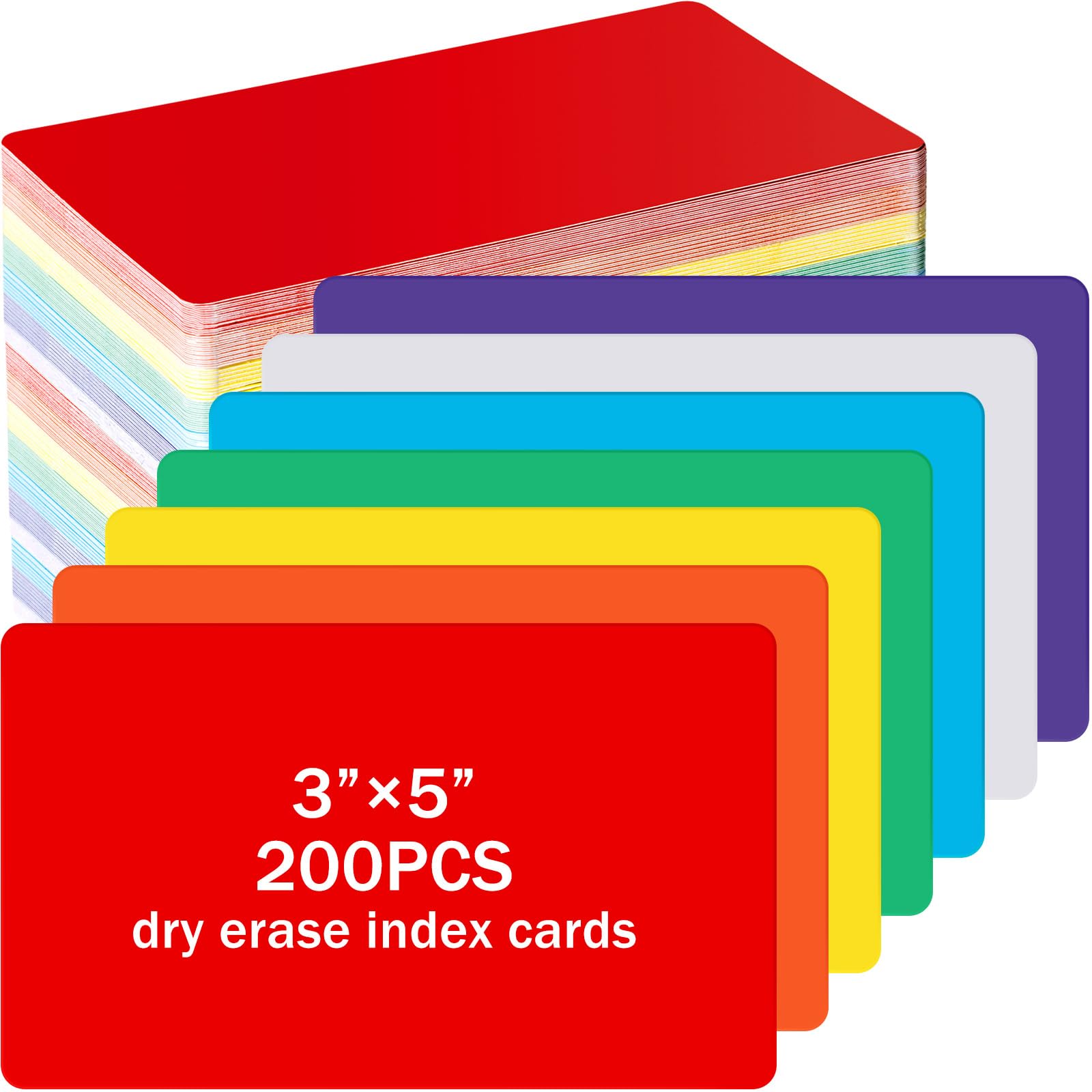 Harloon 200 Pcs Dry Erase Index Cards 3 x 5 Inch, Colorful