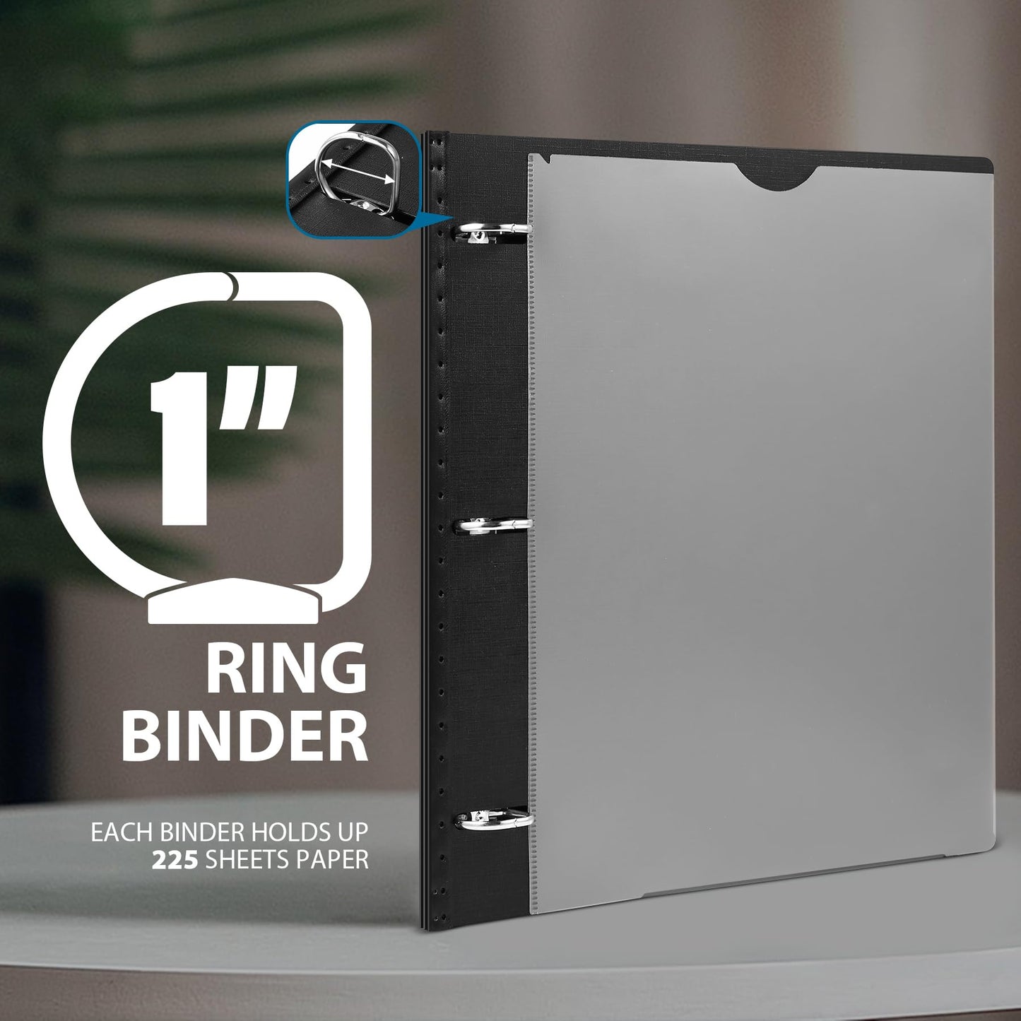 WOT I 1 Inch Telescoping 3 Ring Binder 4 Pack, Expandable Flexible Binder with Customizable Front