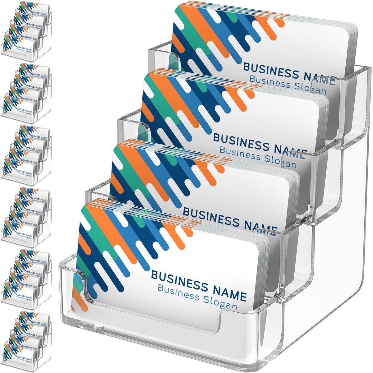 MaxGear Acrylic Business Card Holder, 320 Cards Capacity, 4 Pocket, 6 Pack
