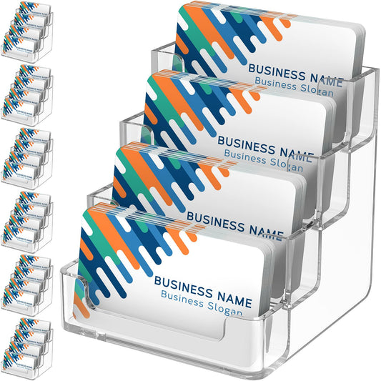 MaxGear Acrylic Business Card Holder, 320 Cards Capacity, 4 Pocket, 6 Pack