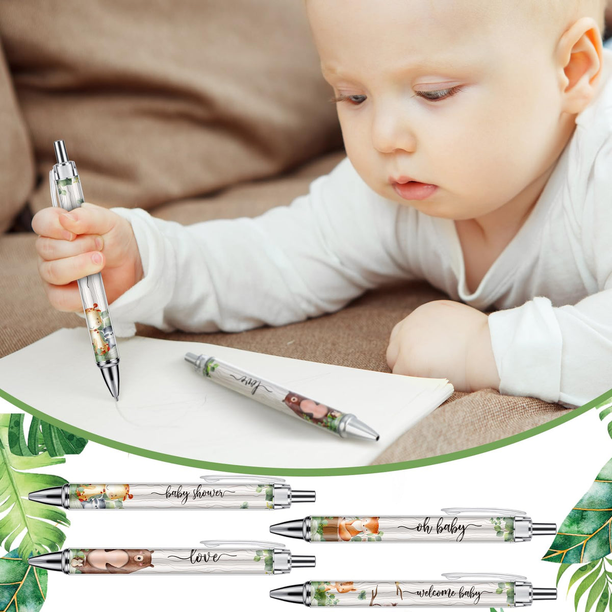 Chuangdi 48 Pcs Baby Shower Pens, Bulk Party Favors for Guests, Retractable Ballpoint Pens Black