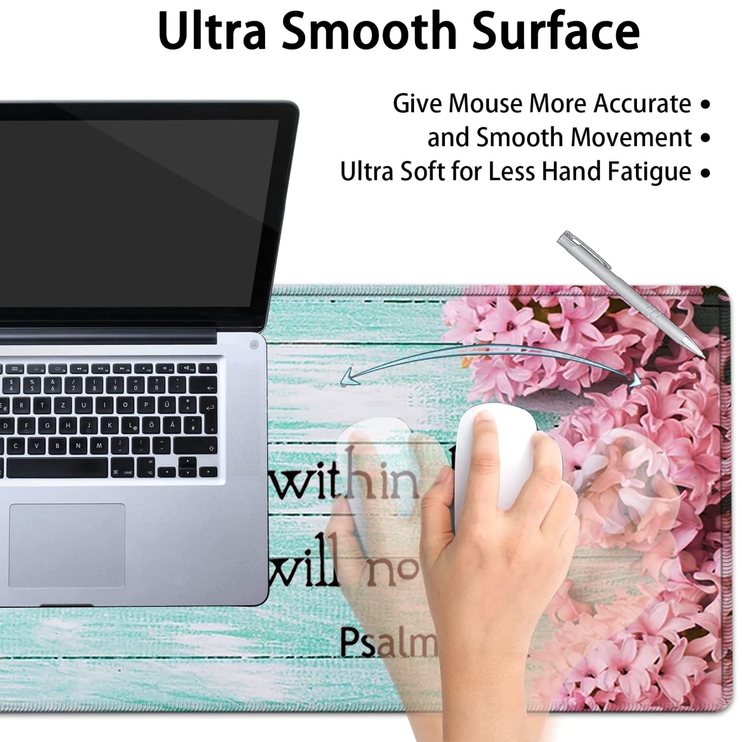 Large Mouse Pad, Extended Office Desk Pad, 31.5x11.8in, Ergonomic Memory Foam Mouse Wrist Rest