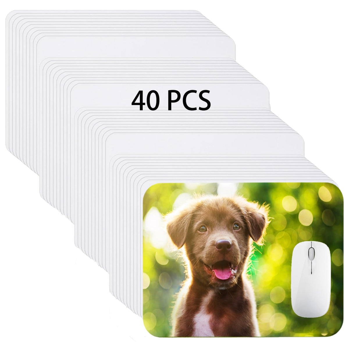 Nicunom 40 Pcs Sublimation Mouse Pad Blanks, Heat Press Printing Crafts Mousepads 3mm Thick DIY