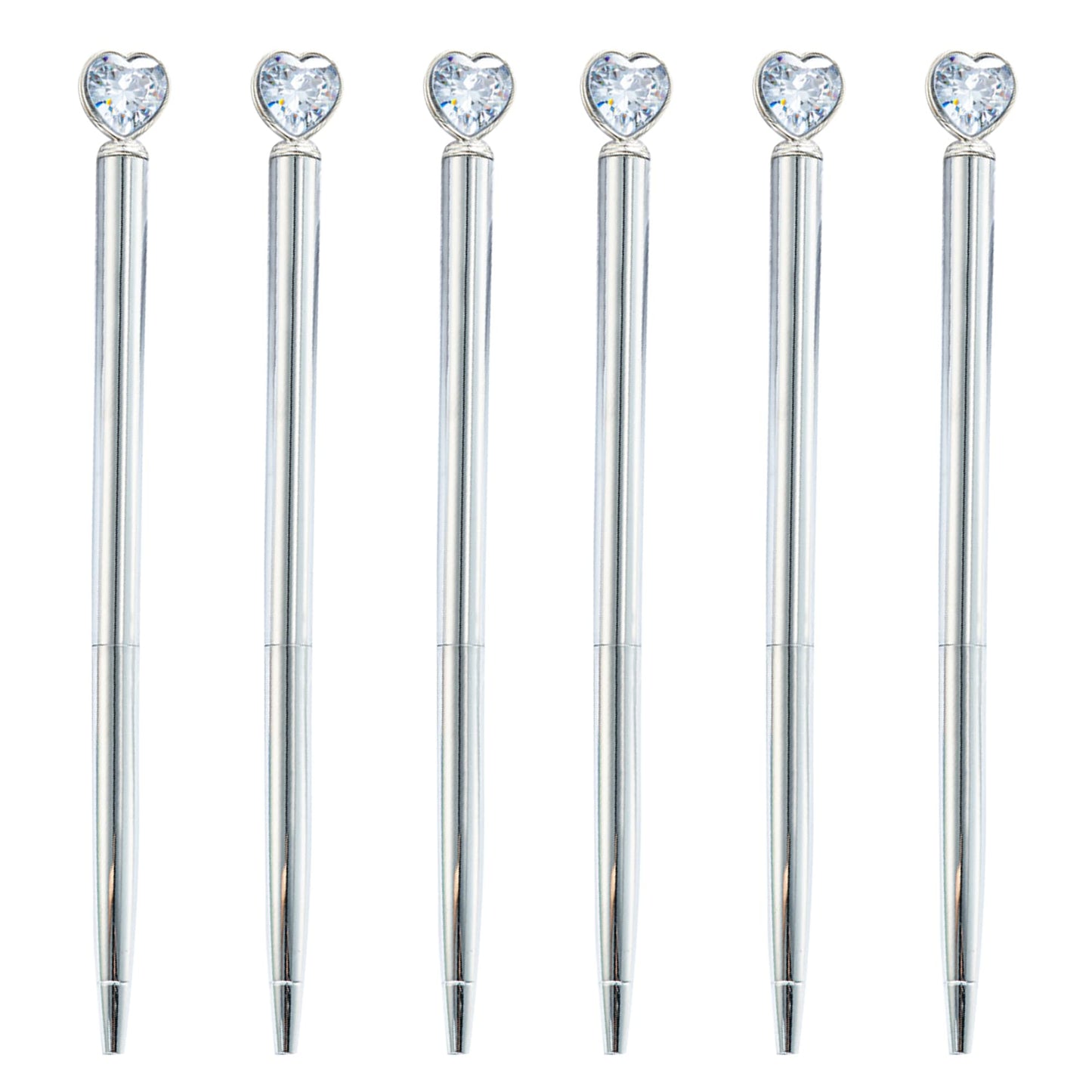 U Scinan 6Pcs Metal Ballpoint Pen 1.0MM Black Ink Refillable Ball Pen with Creative Top Design