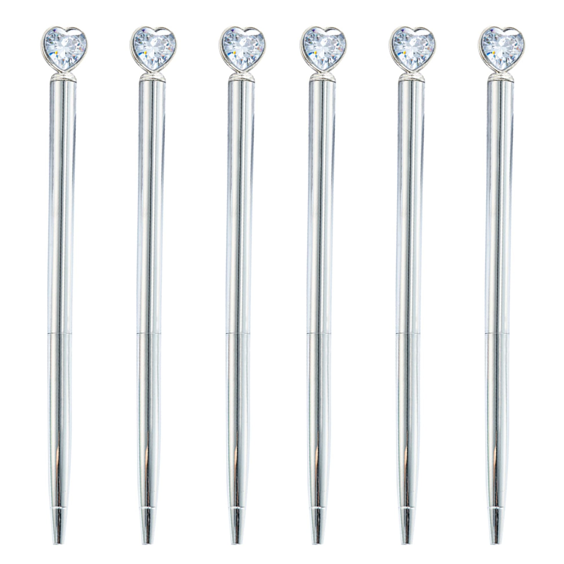 U Scinan 6Pcs Metal Ballpoint Pen 1.0MM Black Ink Refillable Ball Pen with Creative Top Design