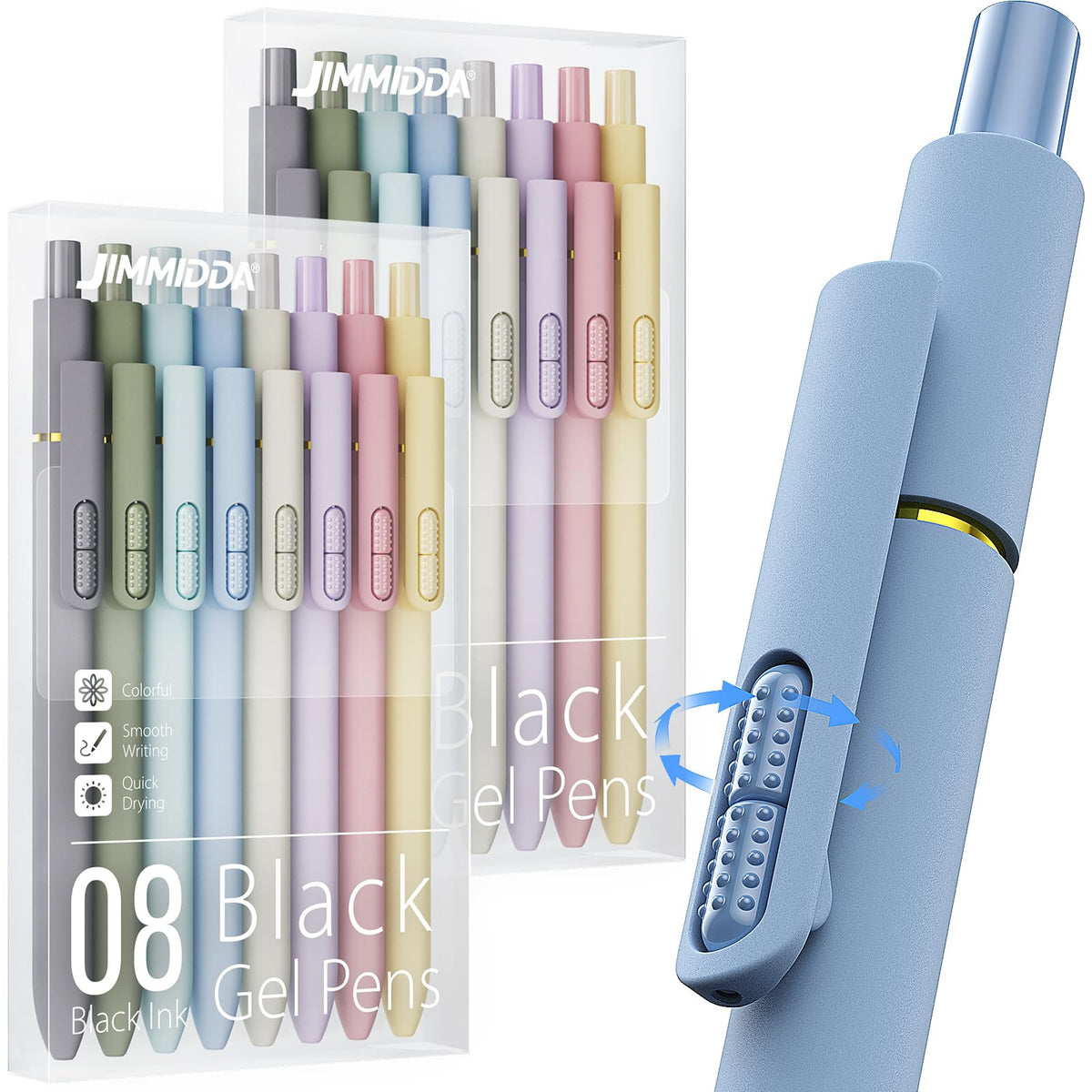 JIMMIDDA 16 Pack Gel Pens, Black Ink Quick-Drying No Smudge with Fidget
