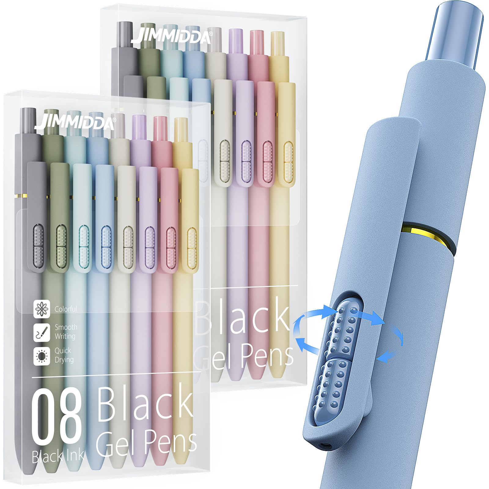 JIMMIDDA 16 Pack Gel Pens, Black Ink Quick-Drying No Smudge with Fidget