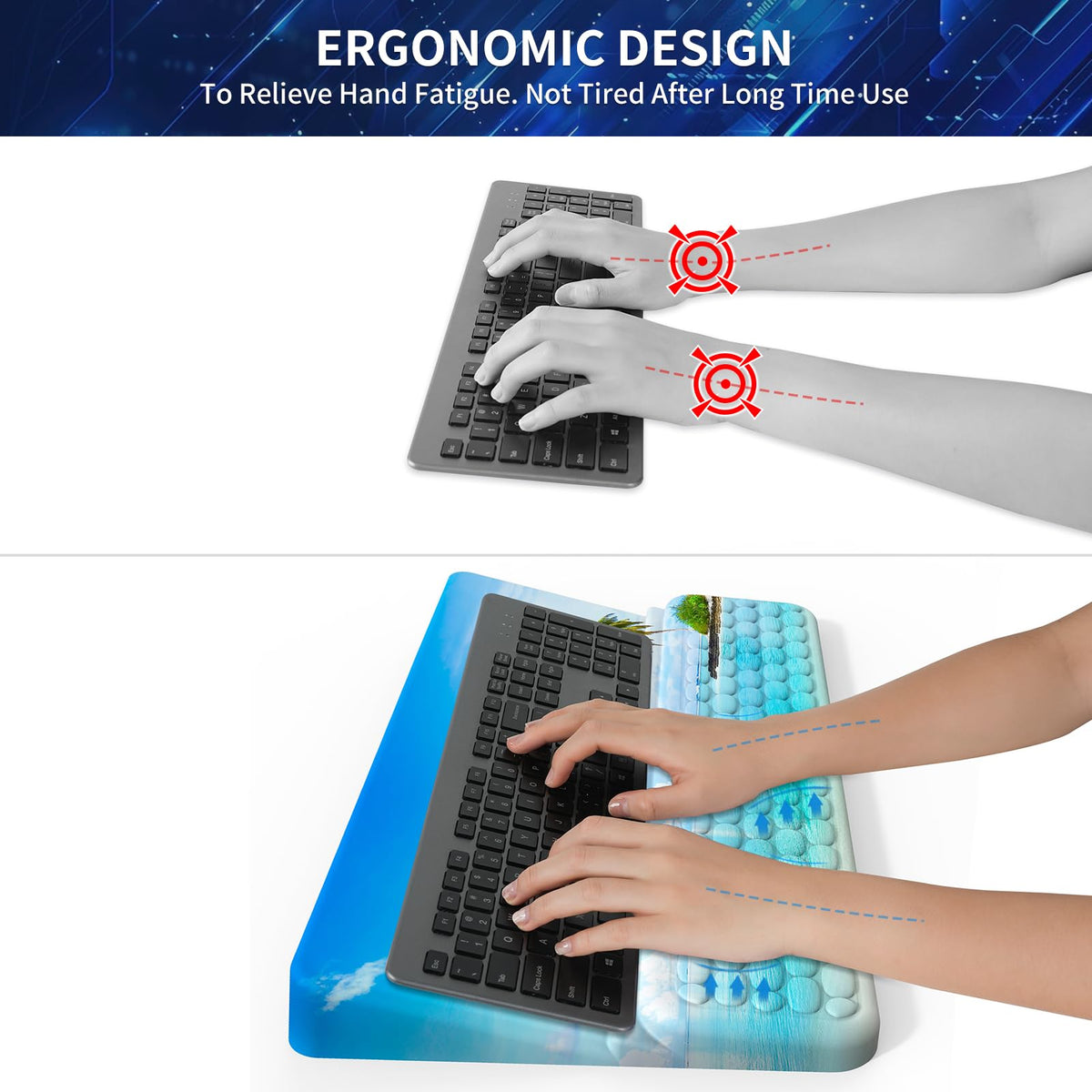 Wrist Rest for Computer Keyboard, Keyboard Wrist Rest, Ergonomic Keyboards Holder for Easy Typing