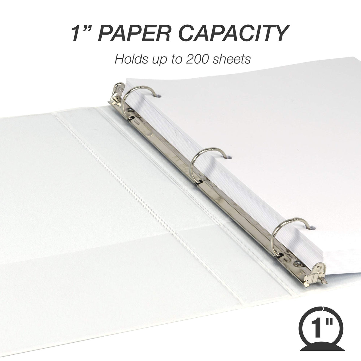 Samsill 8 Pack Durable 1 Inch 3 Ring Binders, Round Ring, Clear View Cover for Presentations, White
