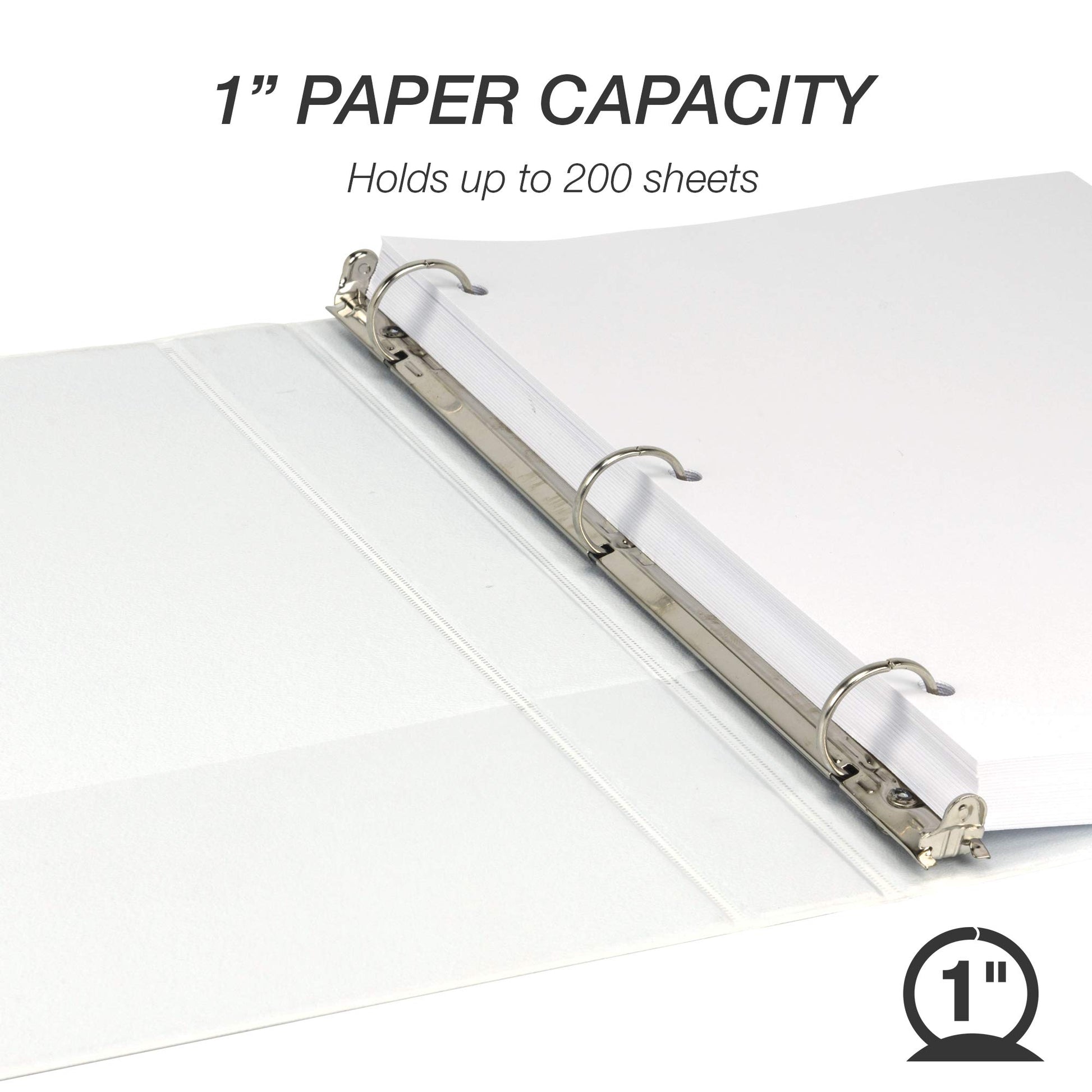 Samsill Durable 1 Inch Binder, Round Ring Customizable Clear View Binder, White, 4 Pack (MP48437)