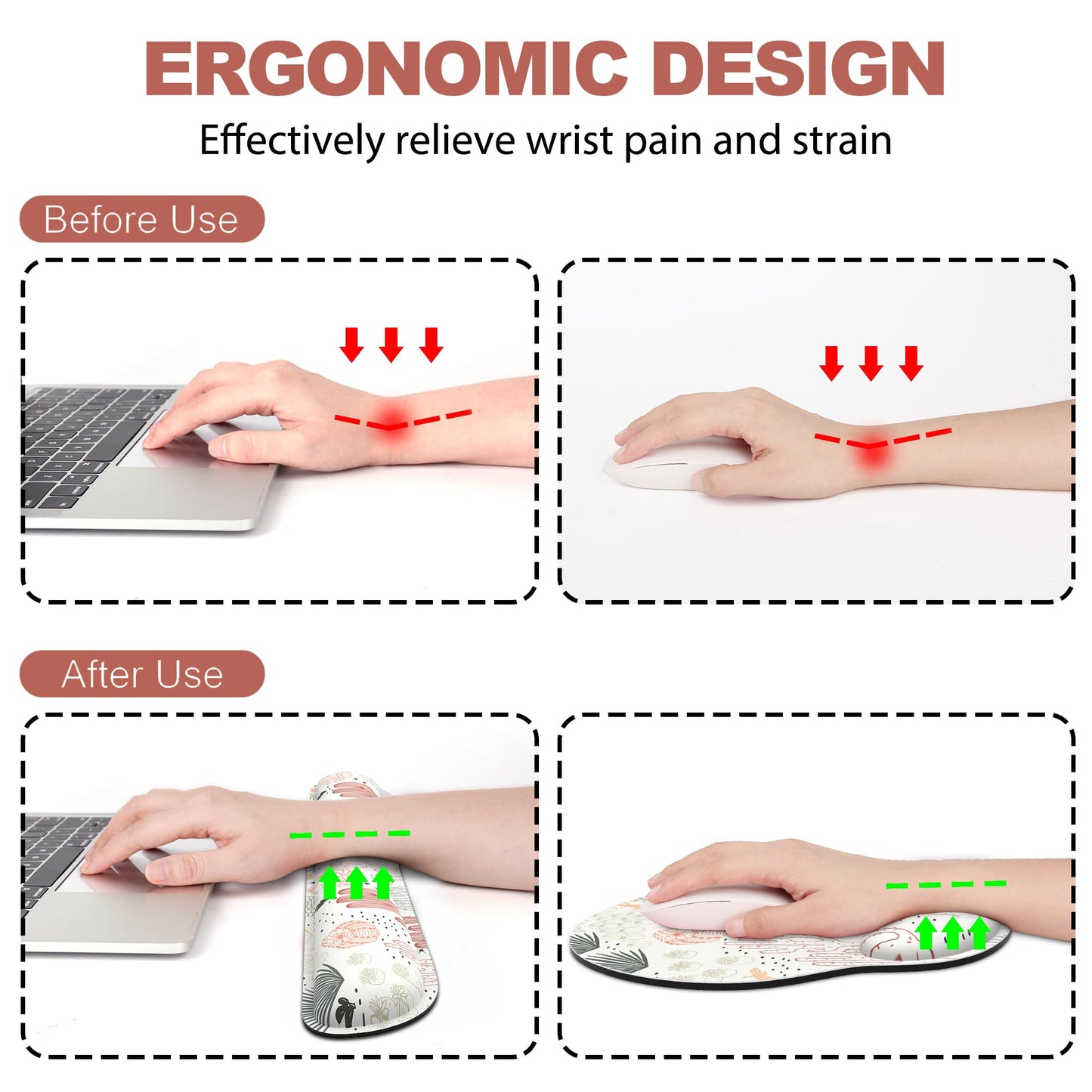 Ergonomic Mouse Pad with Wrist Rest and Keyboard Wrist Rest, Mousepad
