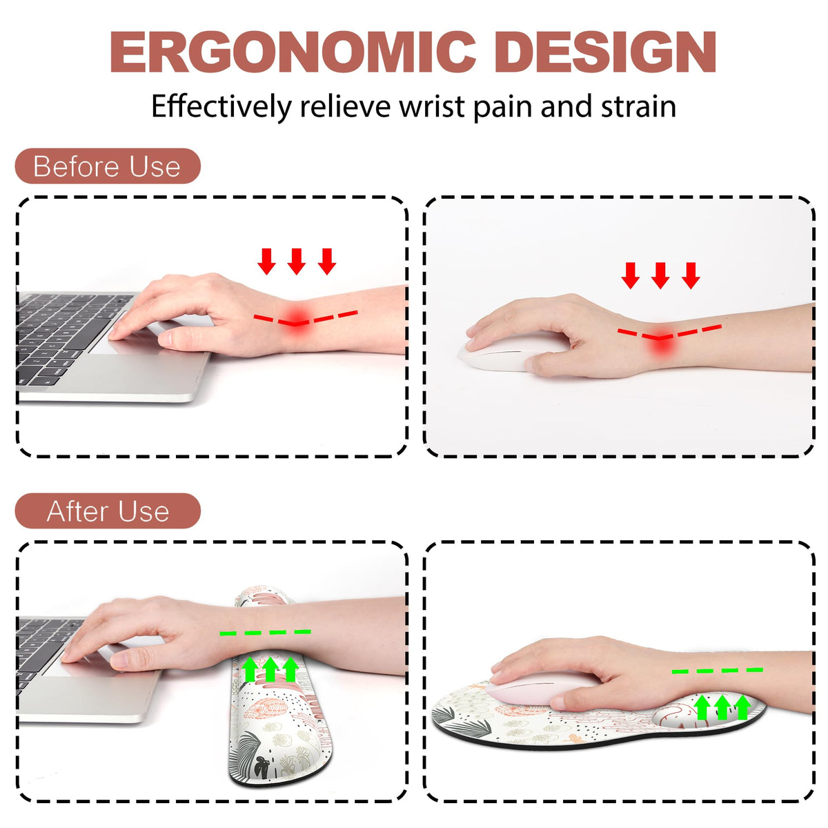 Ergonomic Mouse Pad with Wrist Rest and Keyboard Wrist Rest, Mousepad