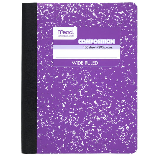 Mead Composition Notebook, Wide Ruled Paper, 7-1/2" x 9-3/4", 100 Sheets, Purple Marble (09918BA7)