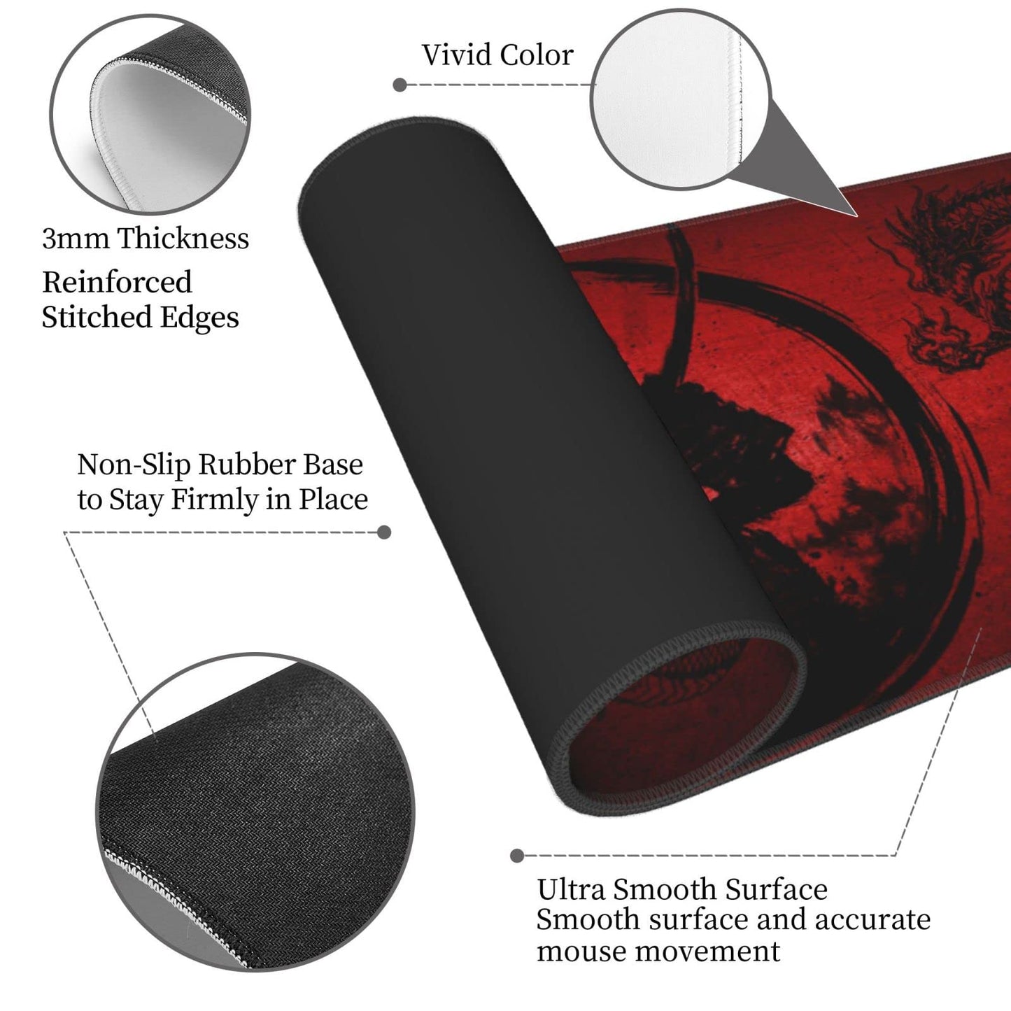 Mouse pad XL Extended Non Slip Rubber Base Stitched Edge 31.5 X 11.8 Inch