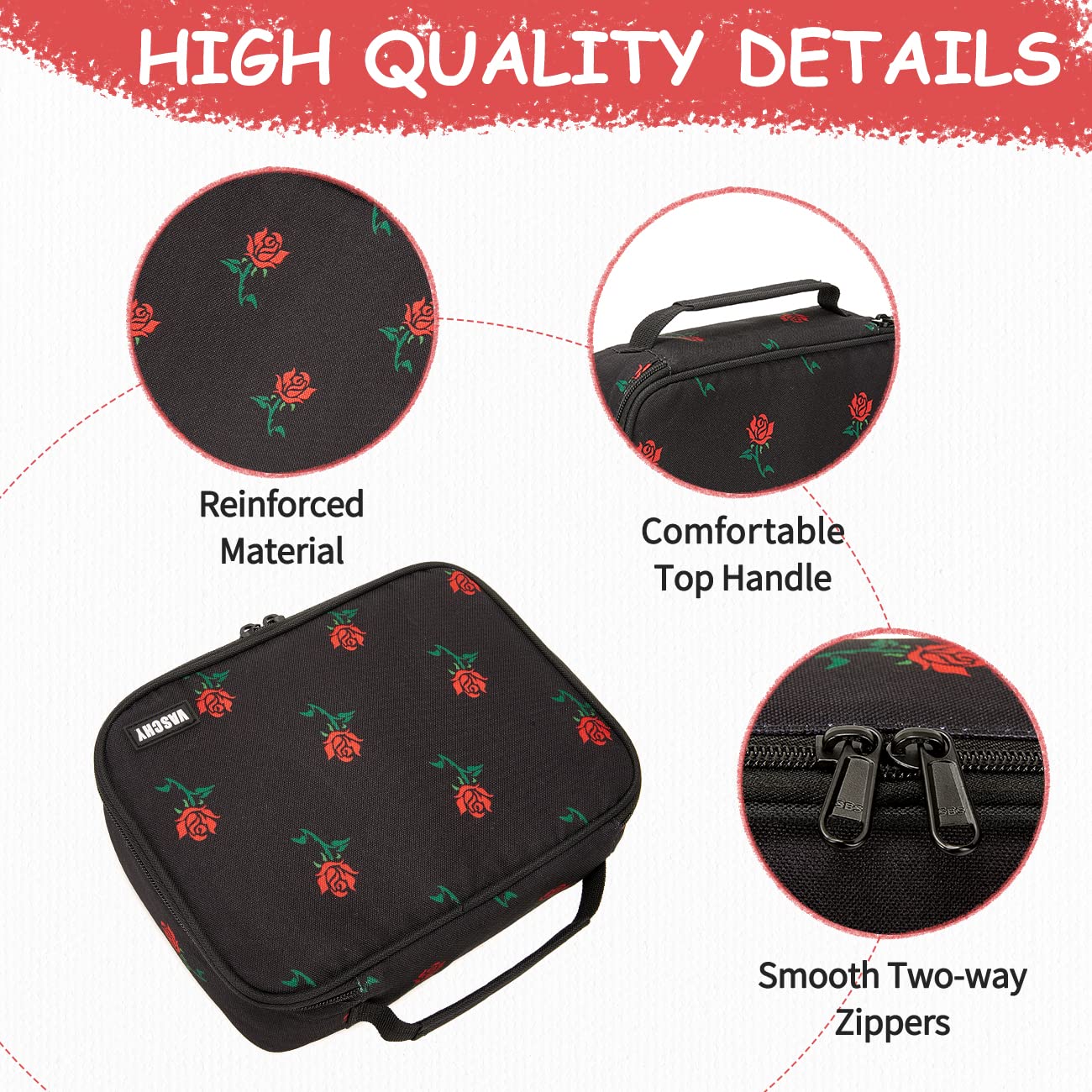 VASCHY Large Pencil Case Bag, Art Supply Marker Organizer Big Pen Pouch with Detachable Layers