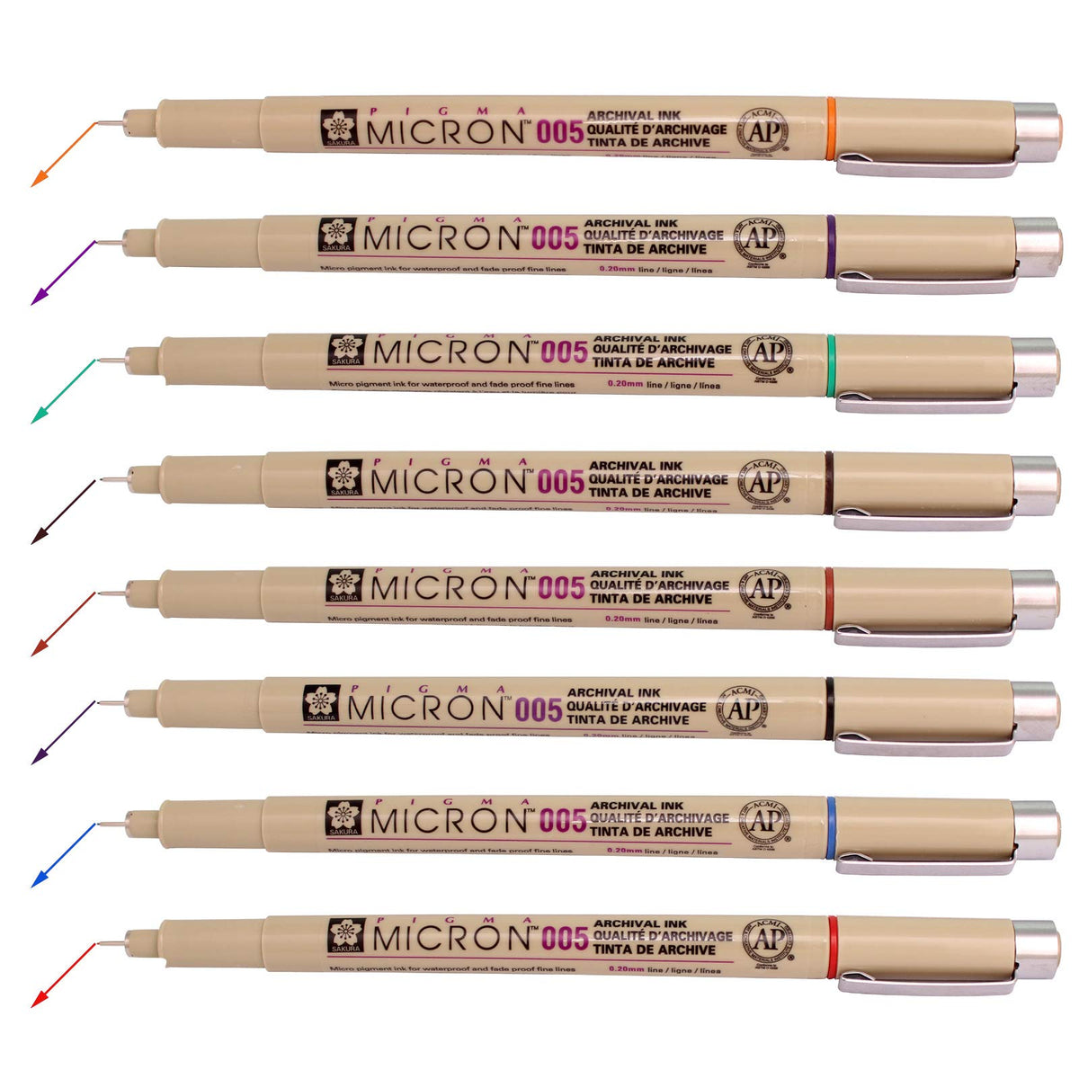 Sakura Pigma Micron Fineliners Pen High Light Soft Head Pen Manga Drawing- Assorted Color 8 Pens