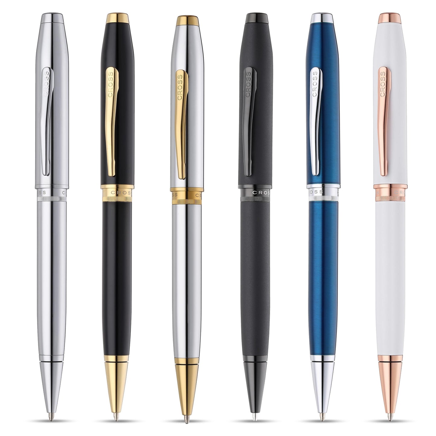 Cross Foundry Polished Chrome Gold Ballpoint Pen, Medium Point, Black Ink