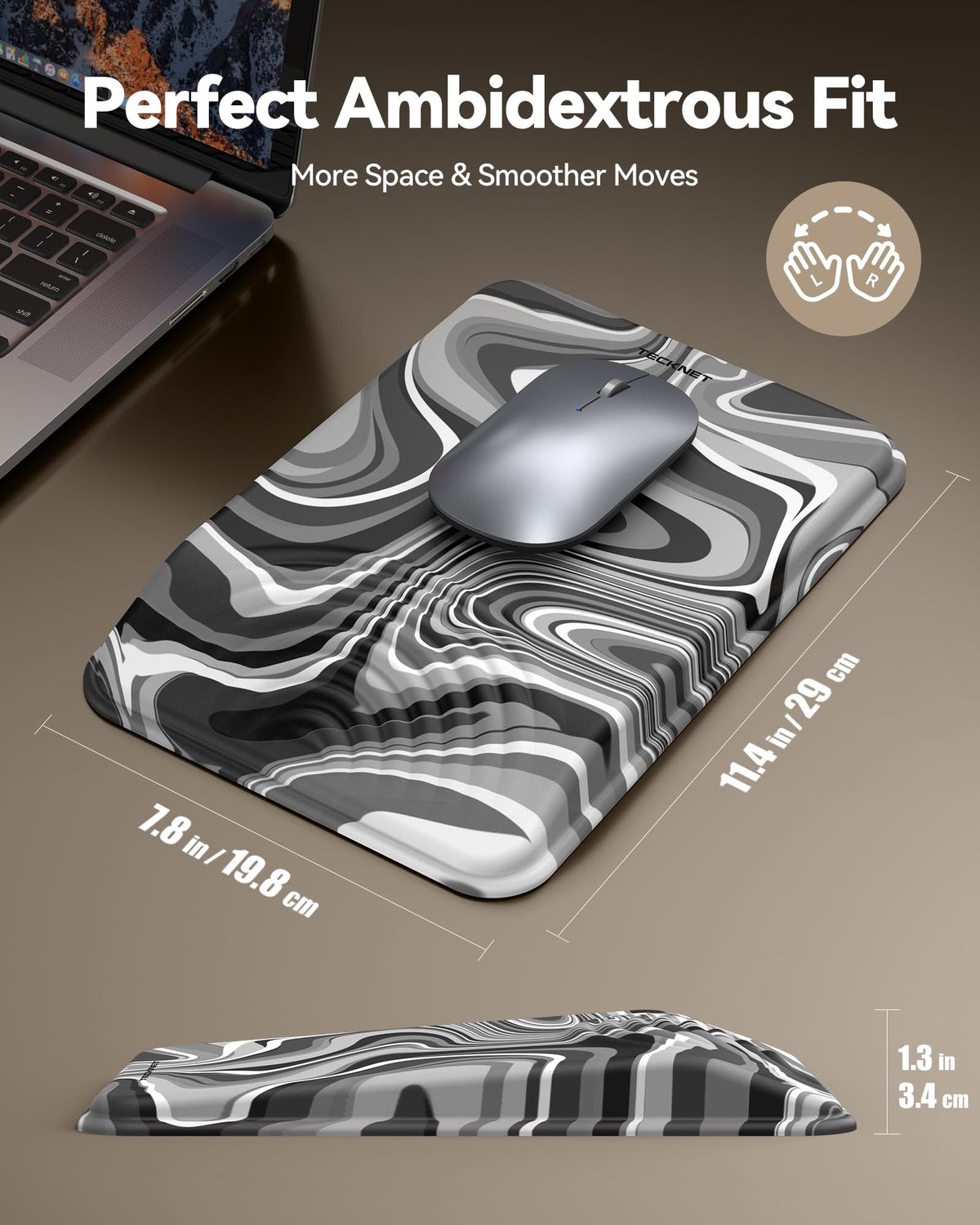 TECKNET Ergonomic Mouse Pad with Wrist Rest, All-Day Comfort & Pain Reliefv